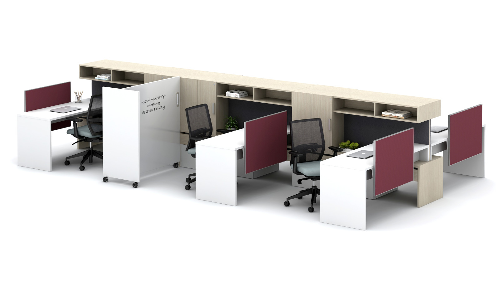 Preview of Calibrate Community with Cantilevered Overheads, Stack Desks and Tri-wheel Whiteboard Floorplate Area 10
