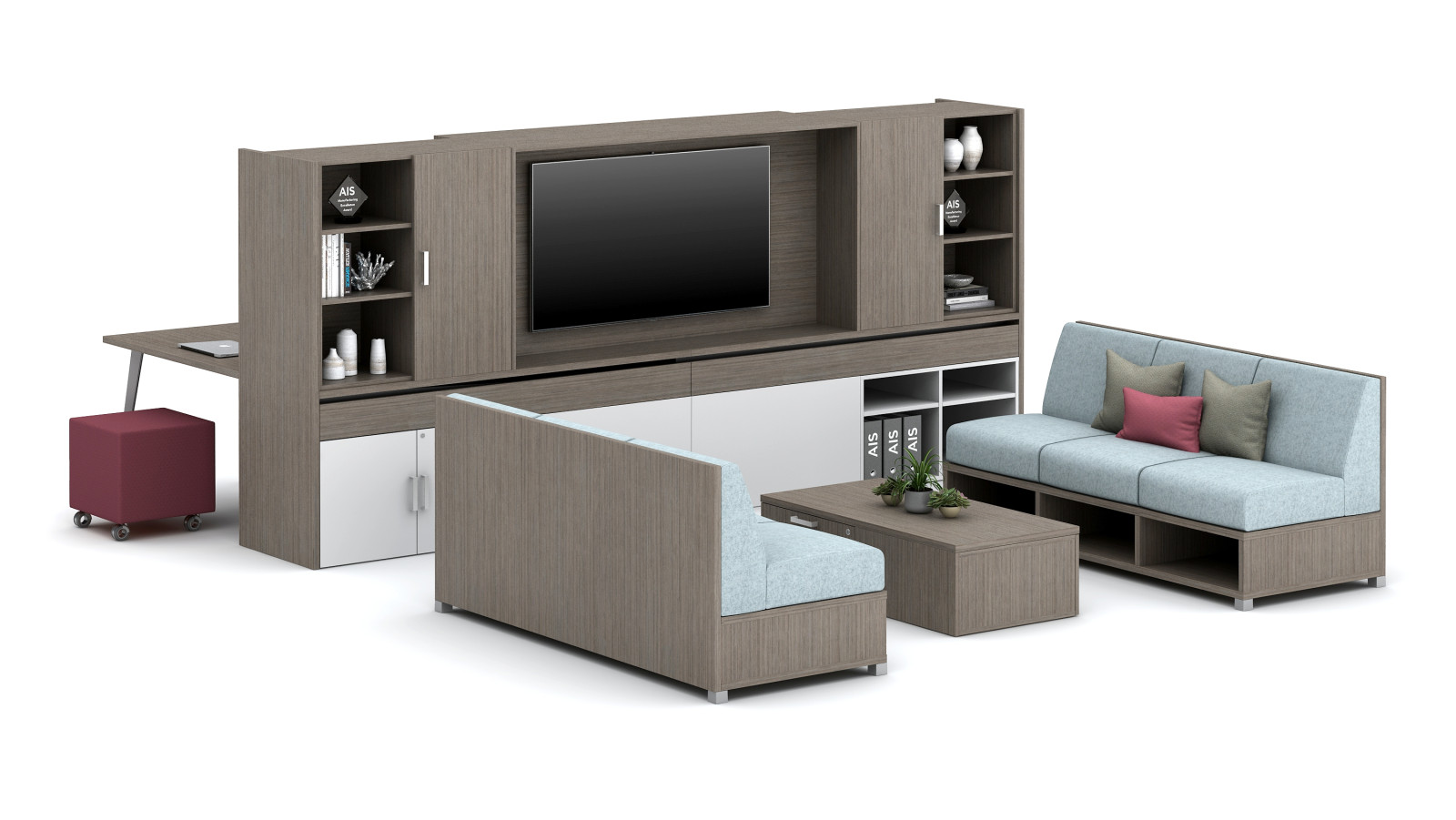 Preview of Calibrate Community Workwall with LB Seating in Lounge Application Floorplate Area 15a