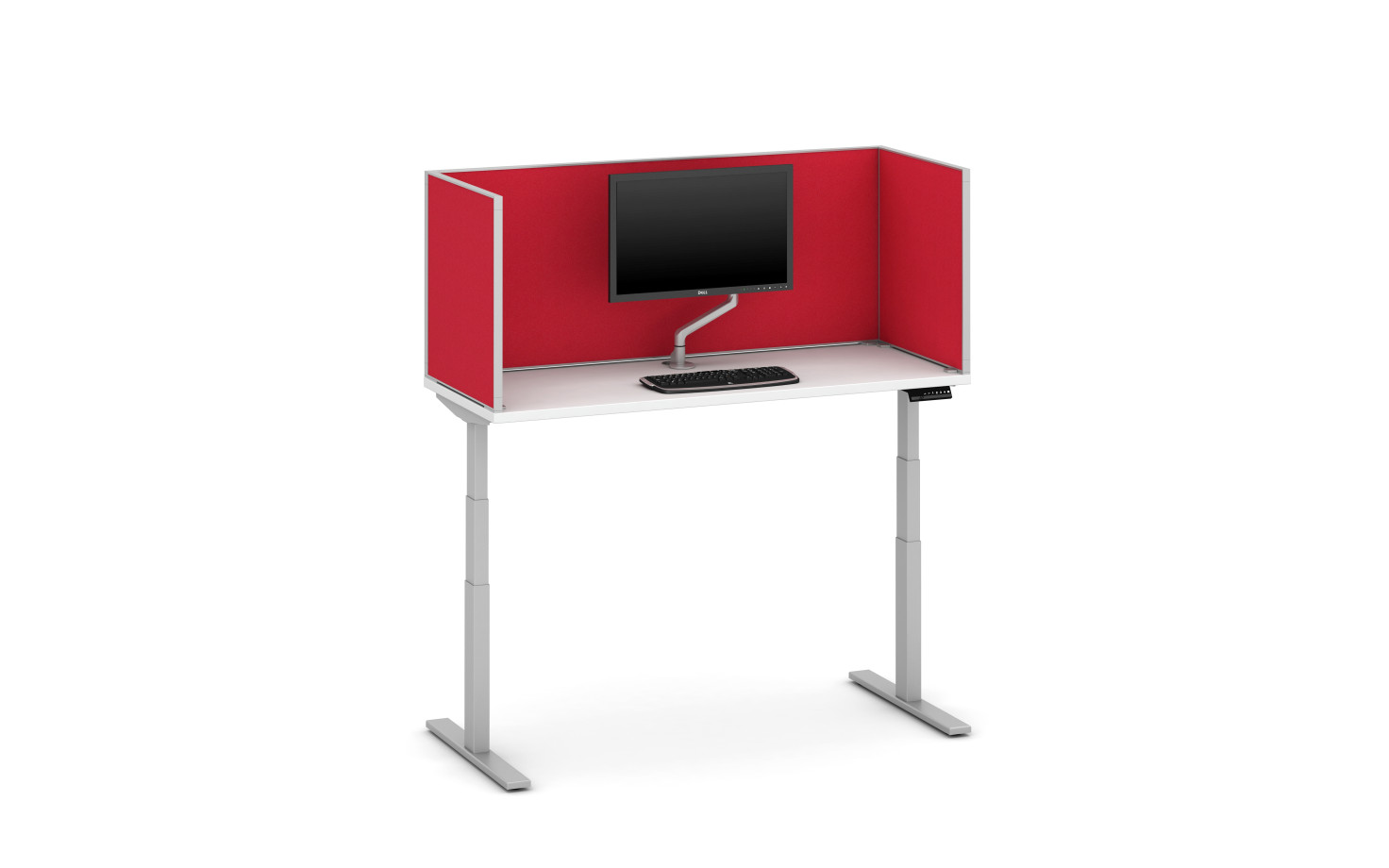 Preview of Day-to-Day Height Adjustable Table with Slimline, surface-mount 24” Fabric Screen