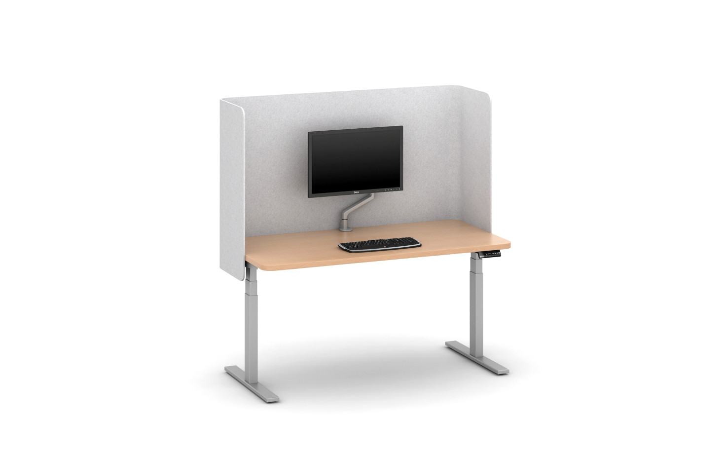 Preview of PET Partial Modesty U Wrap Screen (Light Grey) on Day-to-Day Height Adjustable Table