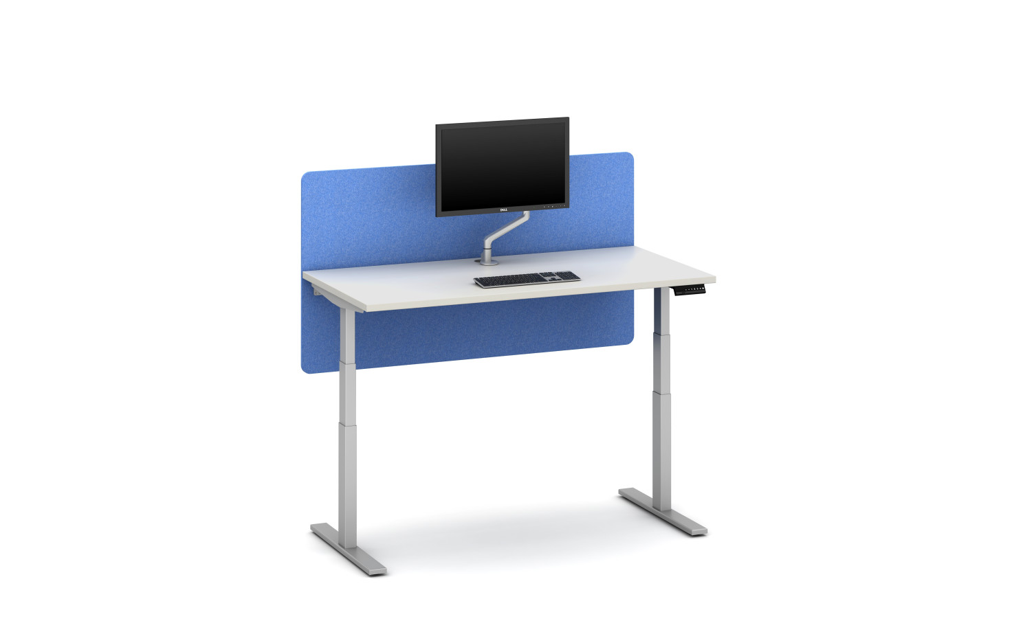 Preview of Day-to-Day Height Adjustable Table with Partial Modesty Slimline Screen and attached Monitor Arm