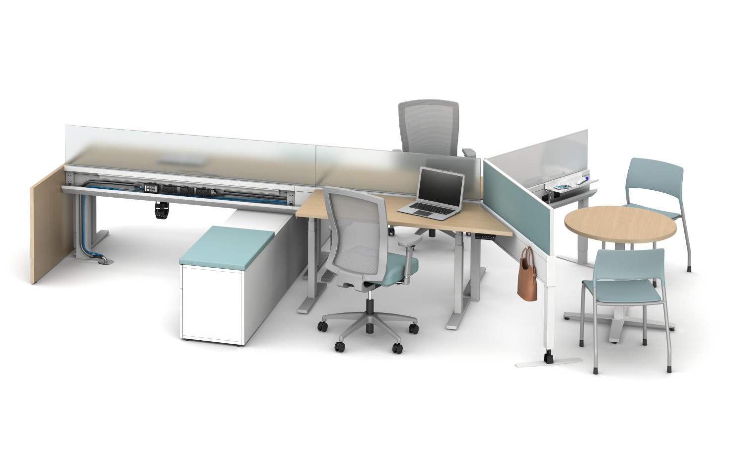 Preview of Encounter 29” High PowerBeam with Power/Data exposed, leg adjustment exposed.
