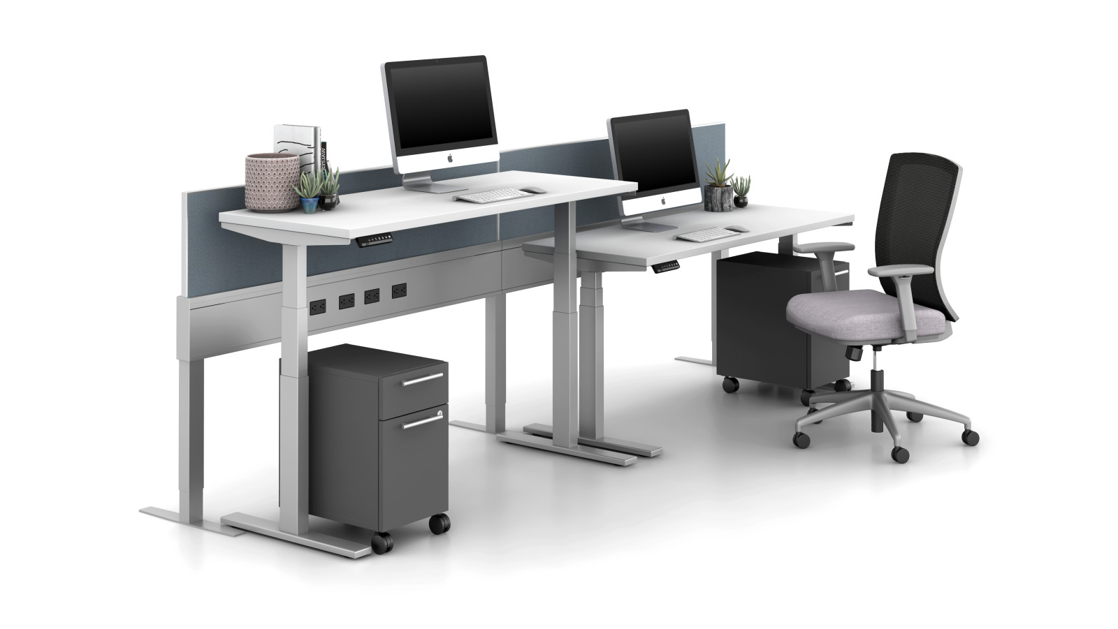Preview of Encounter PowerBeam with 29 inch beam, Height Adjustable Table and L Series 12” Pedestals