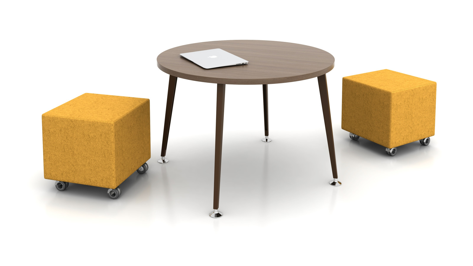 Preview of Day to Day 42” Round Table with Tapered Legs. Shown with Volker Cubes