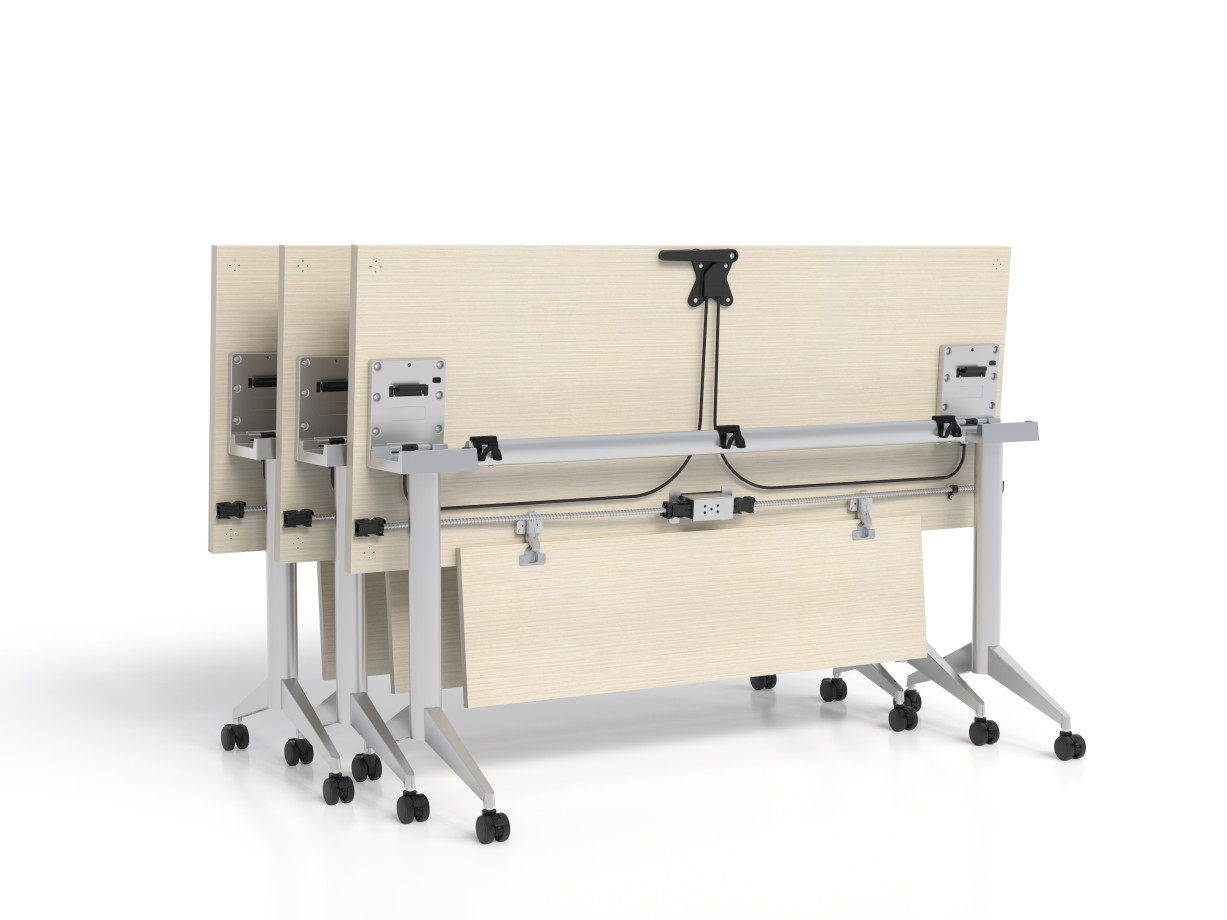 Preview of Day to Day Flip-Top Tables with T-legs and Casters featuring Power and Data Integration