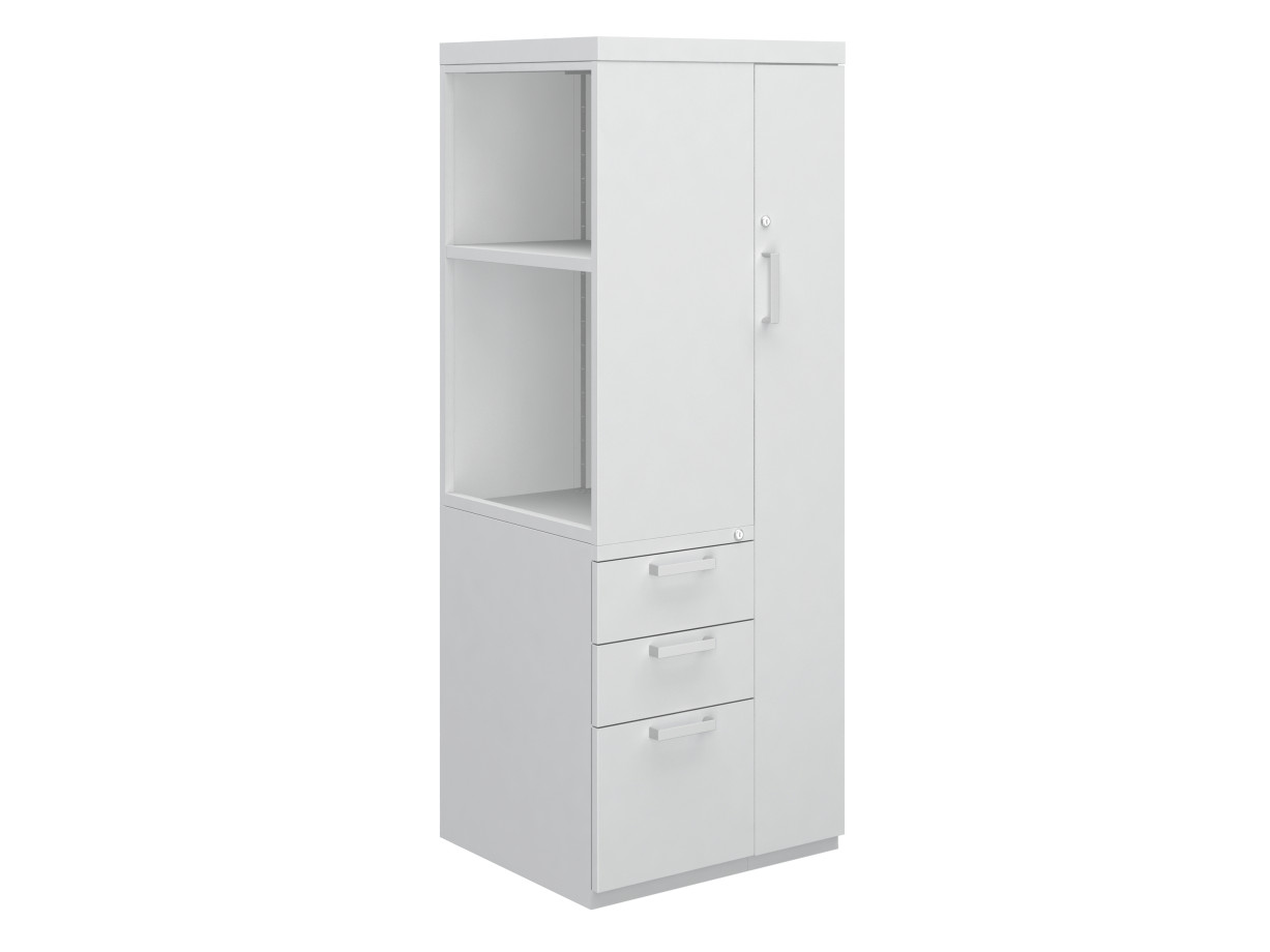 Preview of L Series Steel Storage 65 inch Wardrobe Tower with Side Bookcase