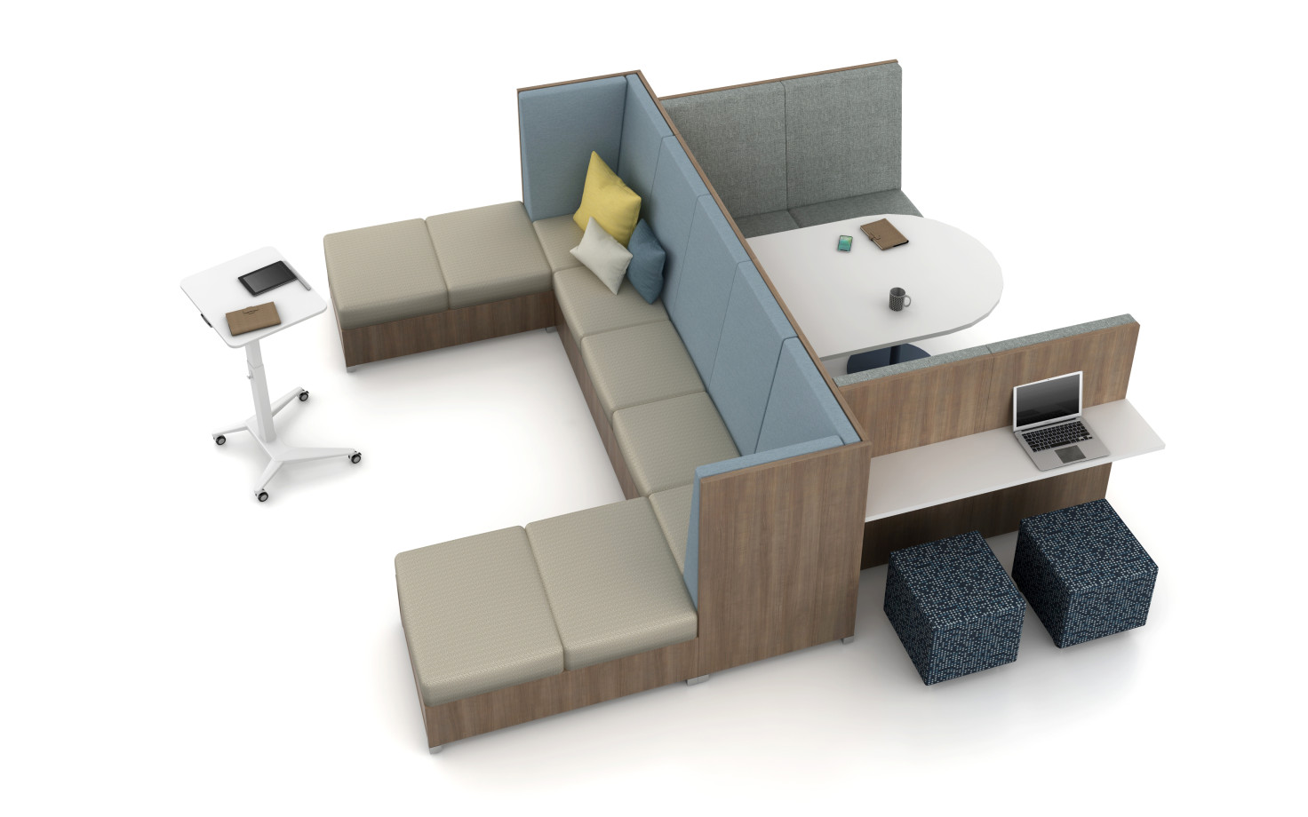Preview of LB Lounge, Sit-to-Stand Mobile Desk, DTD Collaborative Table