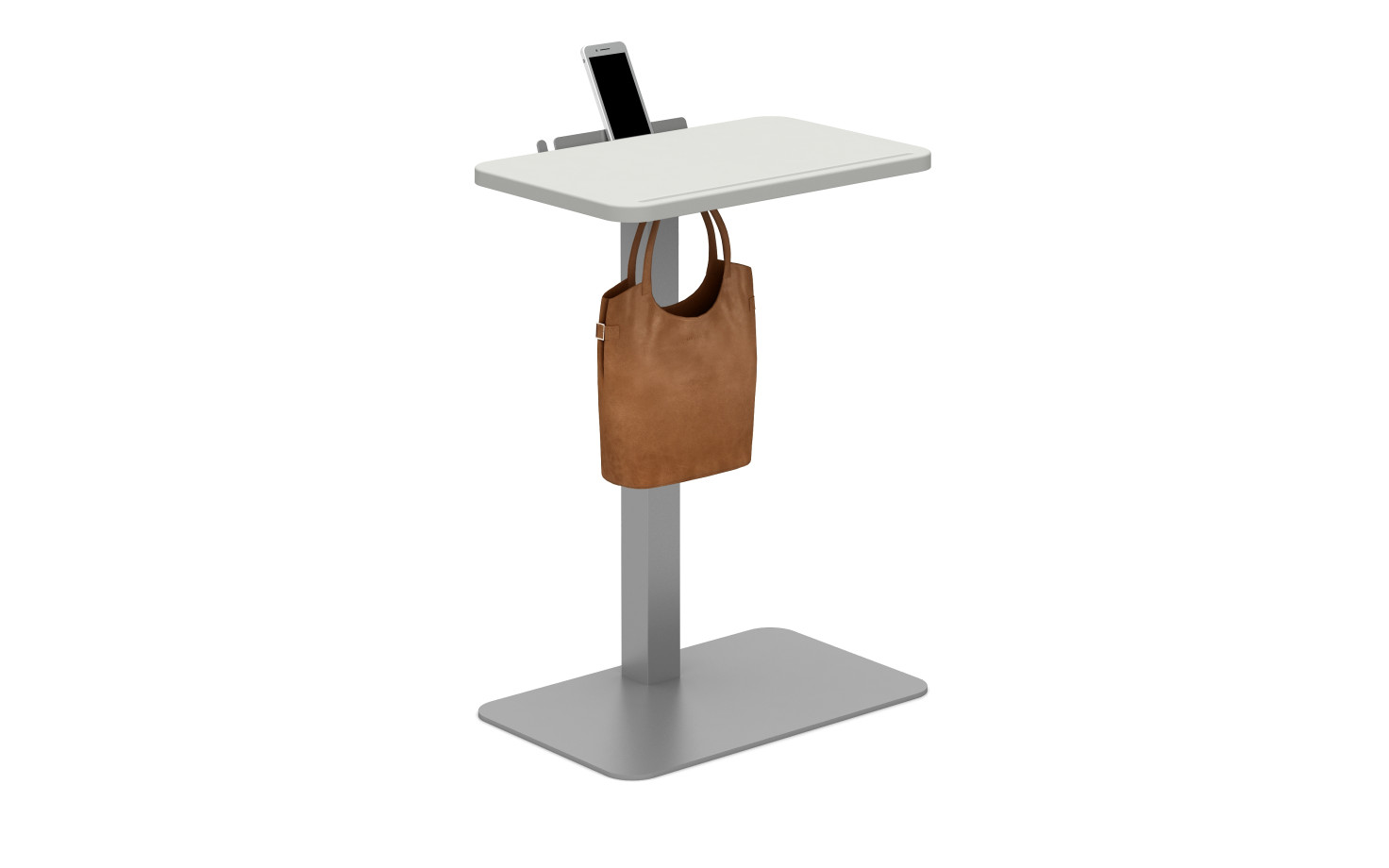 Preview of Laptop Table with Cloud top, Metallic Silver base, bag hook and cell phone shelf