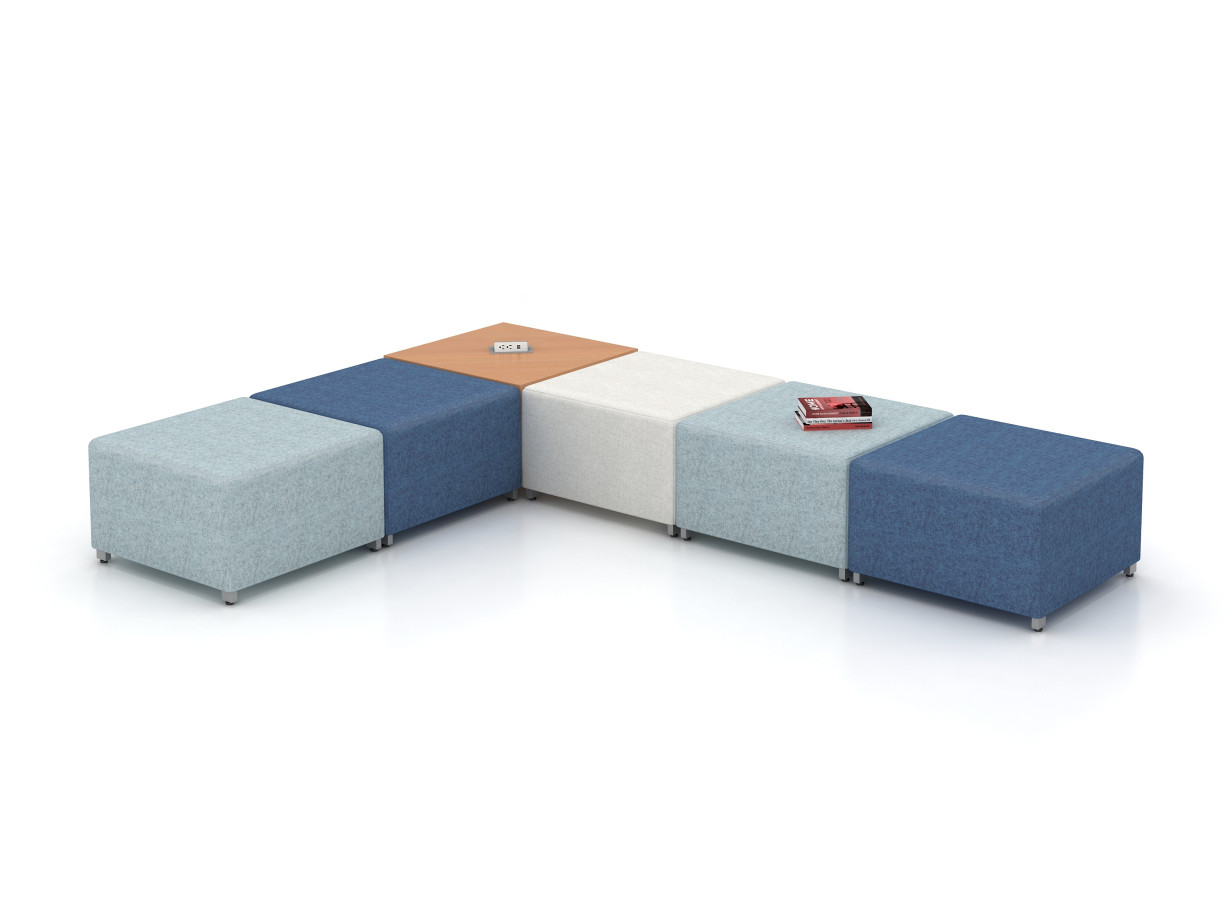 Preview of LB Lounge Idea Starter 8, Ottomans with Power Table