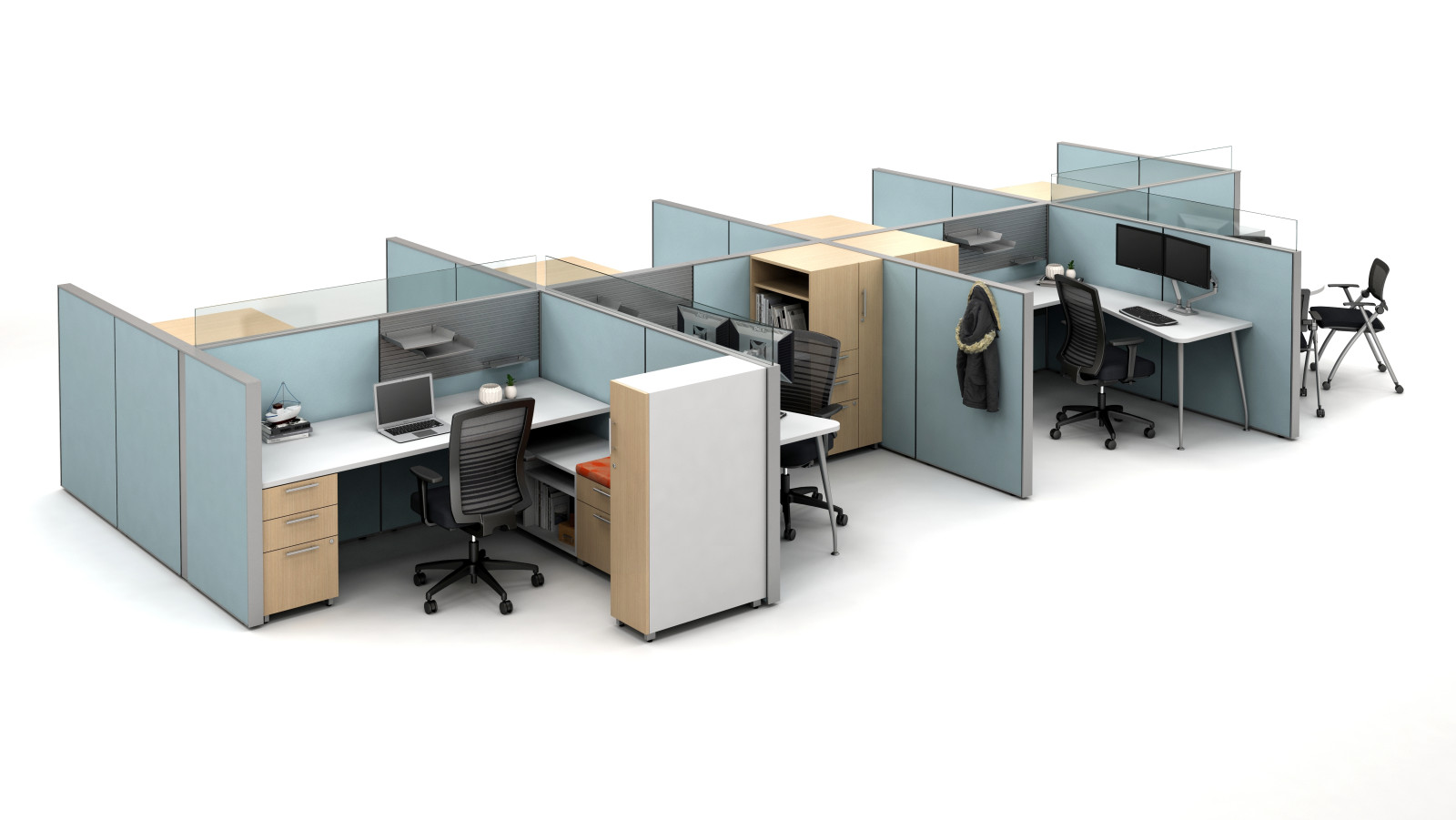 Preview of Matrix Open Plan Panel System with Calibrate storage, Natick Task Seating
