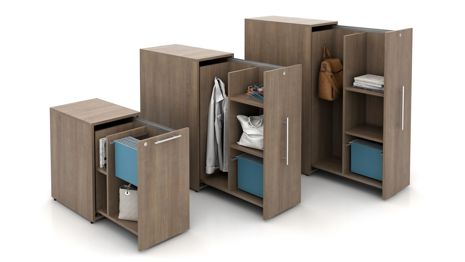 Preview of Calibrate Pantry Pull-out Storage shown in all sizes: 27”, 42” and 50”, open