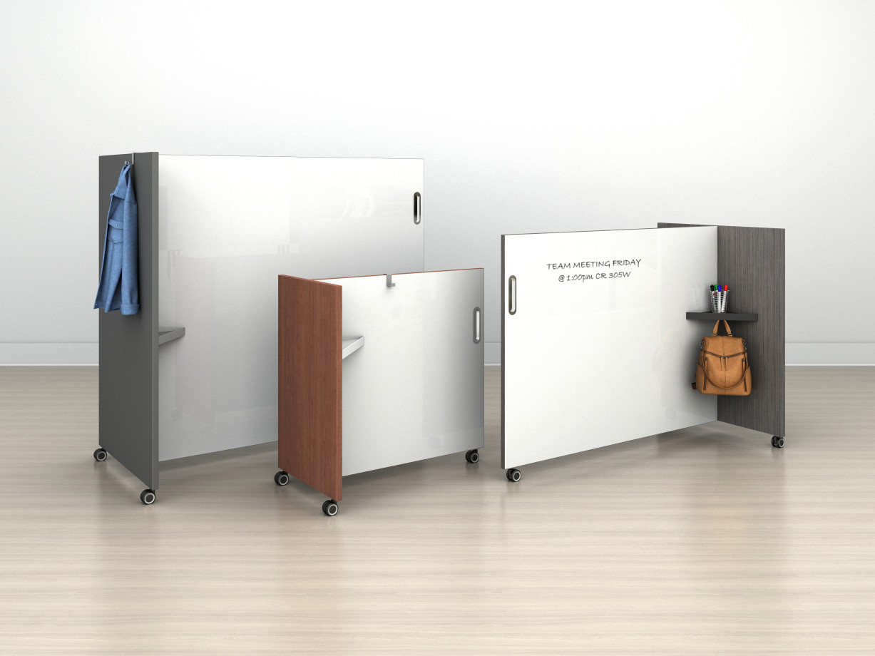Preview of Tri-Wheel Mobile Laminate Whiteboard/Divider