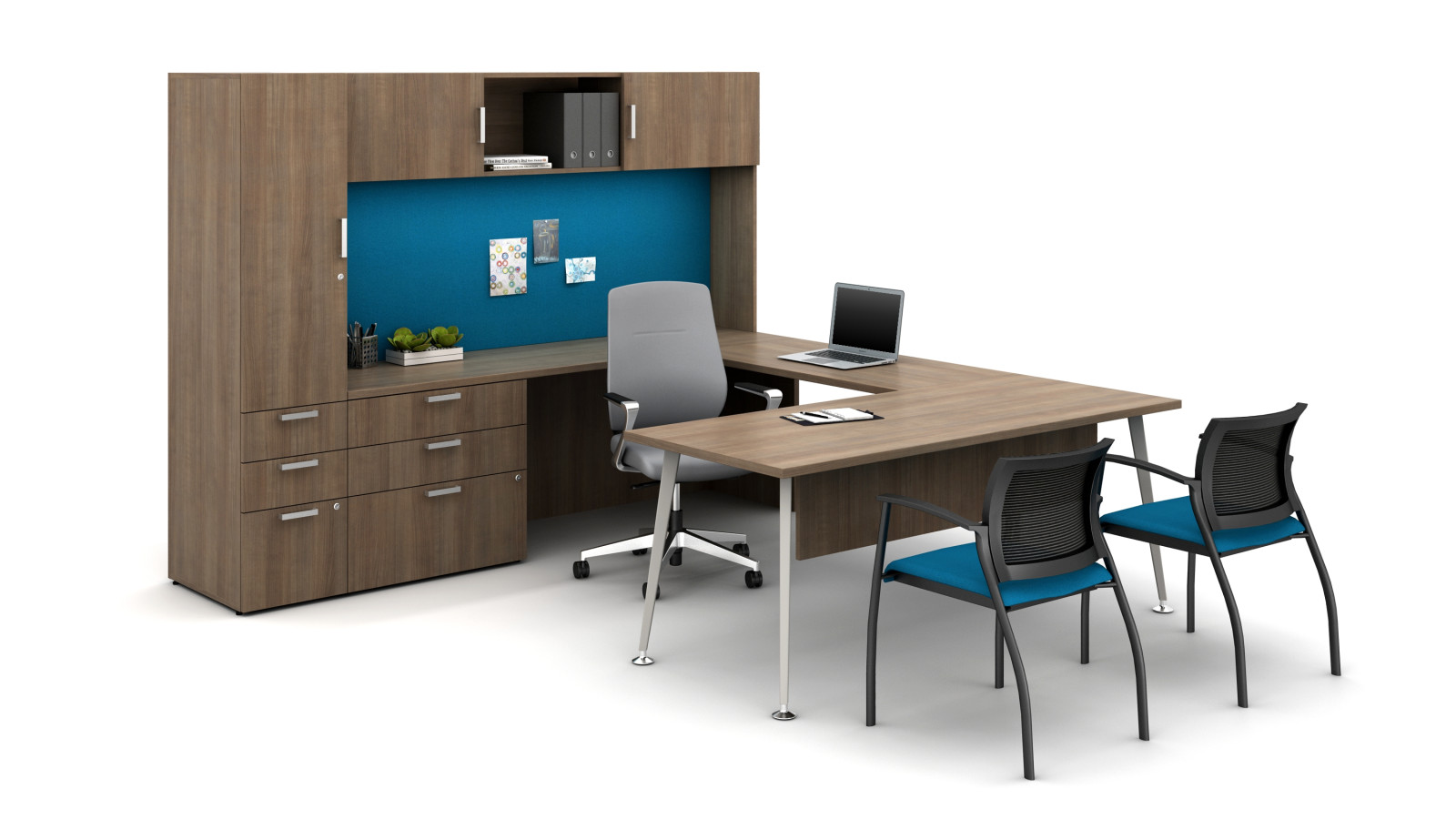 Preview of Laminate Spotlight: Aimtoo Savatre on Calibrate Series Casegoods Private Office with Auburn Executive Seating, Grafton Side Seating