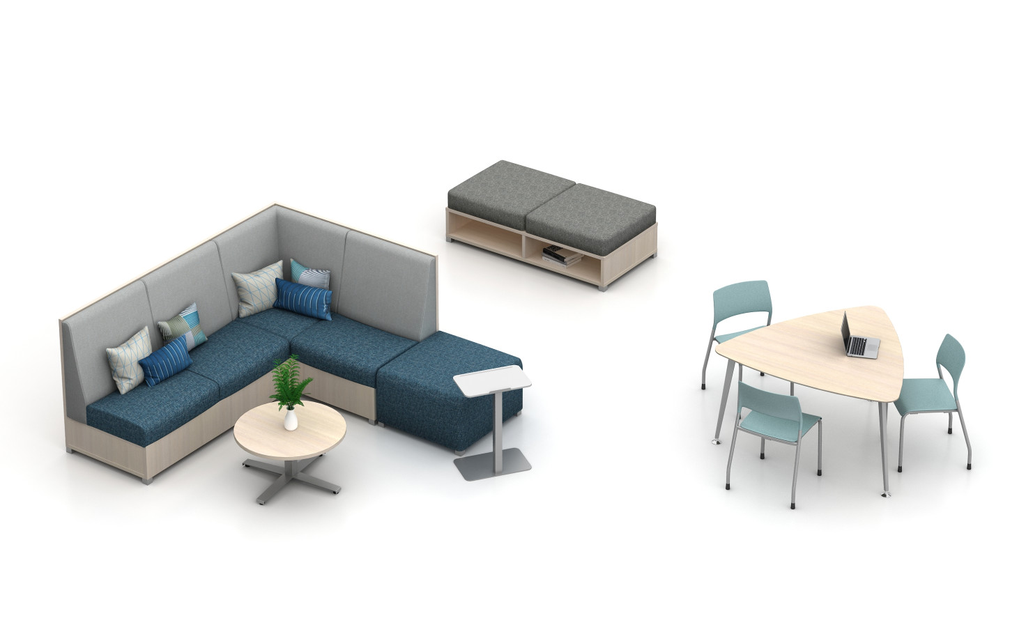 Preview of LB Lounge with 50” Back, Ottoman and LB Backless with open base.