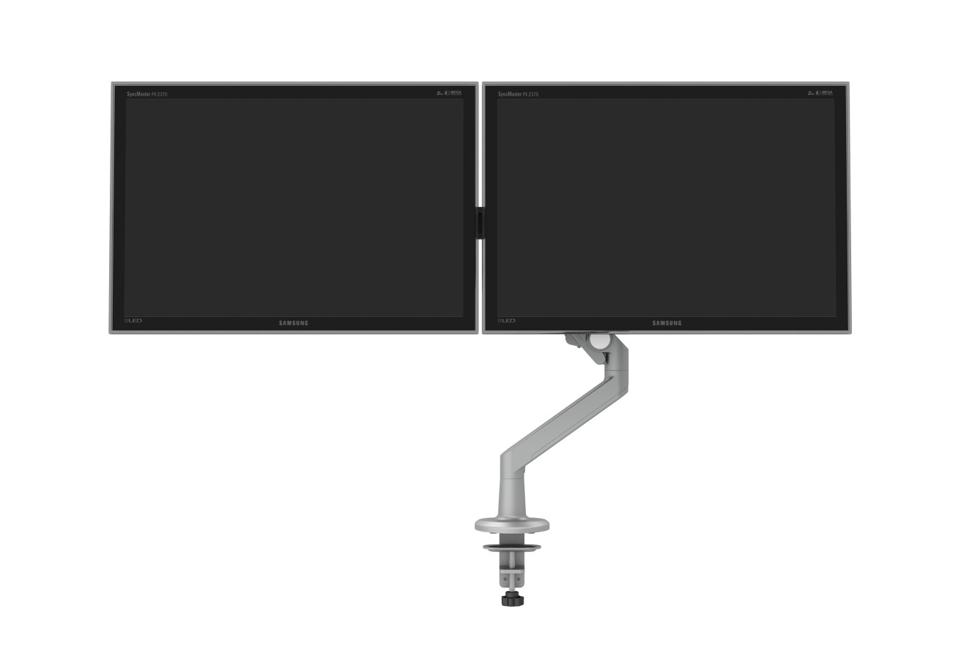 Preview of Standard Series Dual Monitor Arm for Shallow Depth Worksurfaces, front view
