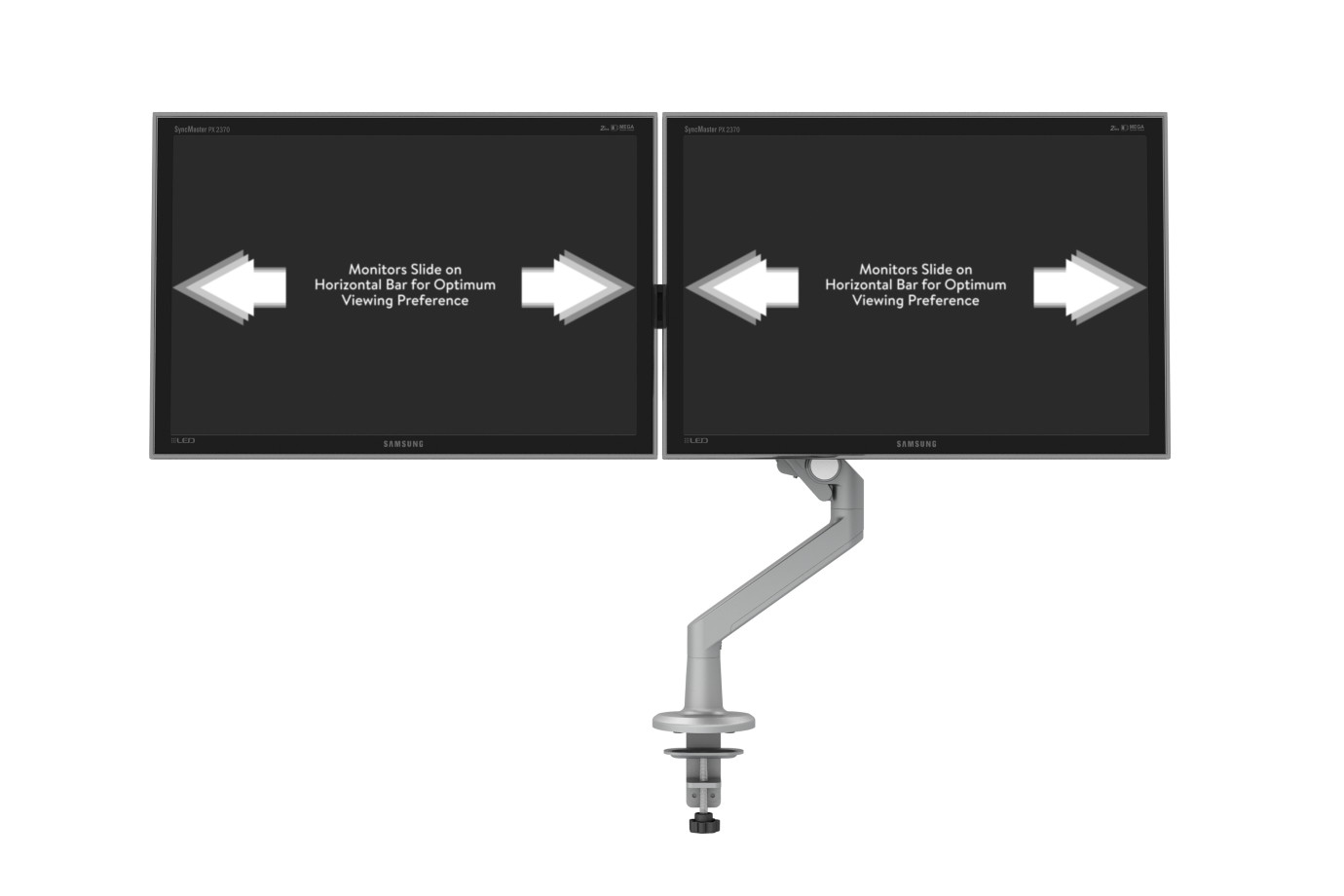 Preview of Standard Series Dual Monitor Arm for Shallow Depth Worksurfaces, sliding view