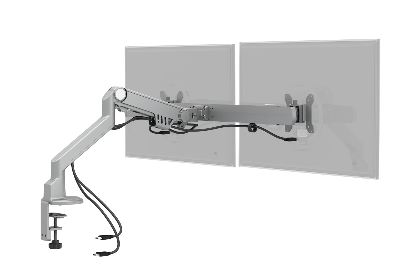 Preview of Standard Series Dual Monitor Arm for Shallow Depth Surfaces, Back view