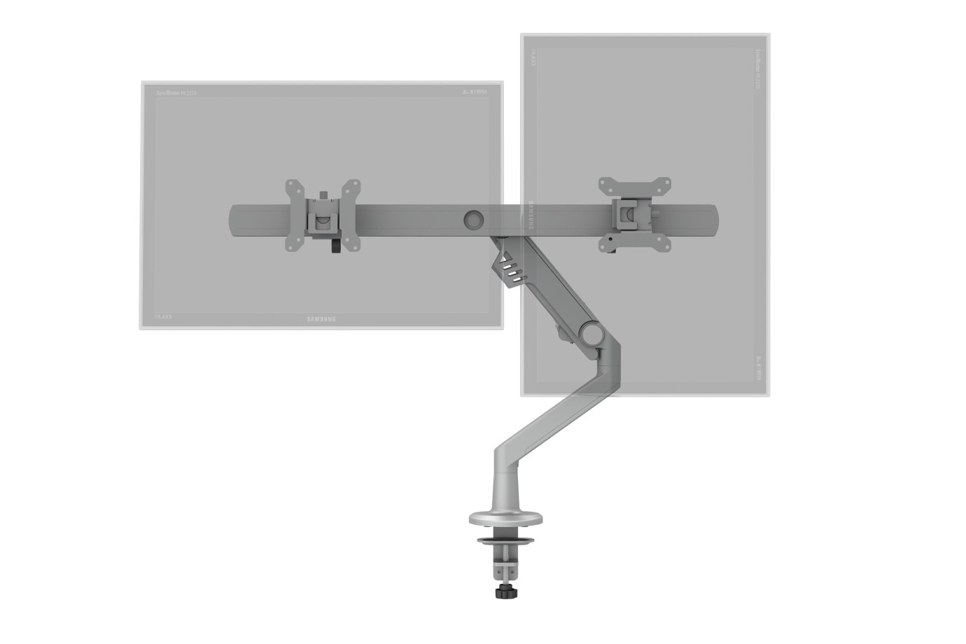Preview of Standard Series Dual Monitor Arm for Shallow Depth Surfaces Portrait and Landscape Monitors