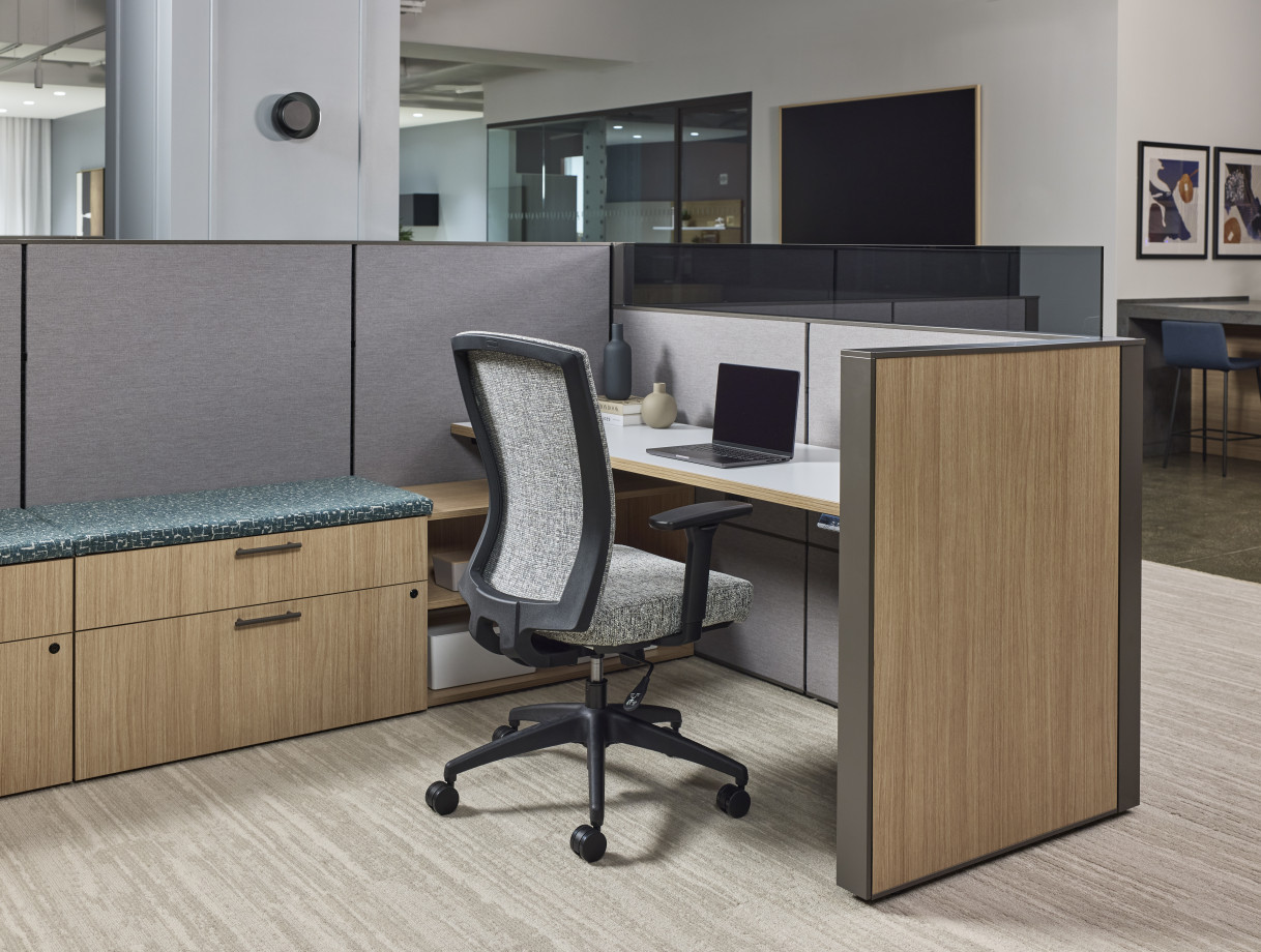 Preview of AIS NY Showroom, Matrix, Workstation, Panel System, Laminate Tile, Laminate Storage, Natick Task Chair