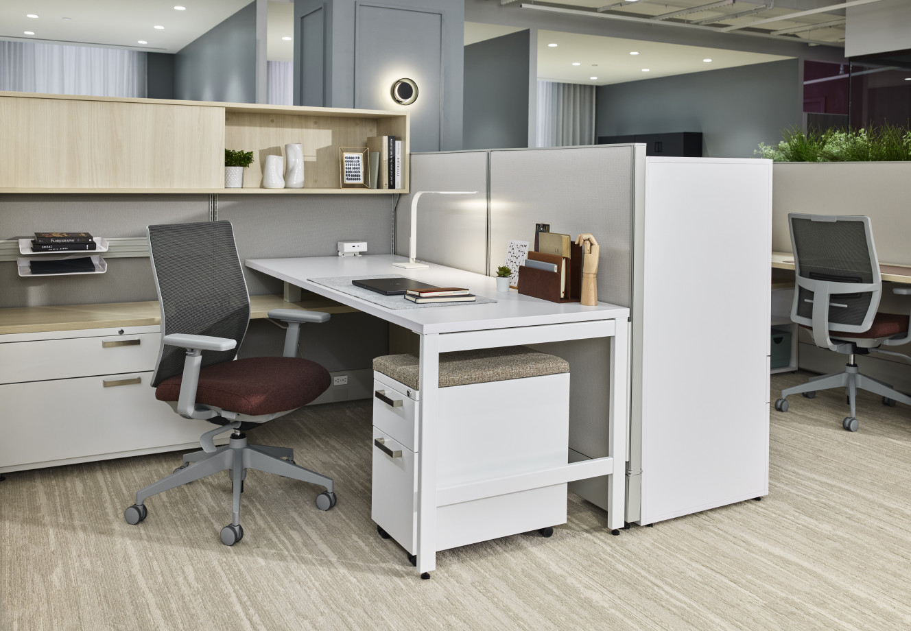 Preview of AIS NY Showroom, Divi, Workstation, Panel System, Devens Task Chair, Frameless Glass, A-leg, Sliding-door, Tool Rail, LIM Lamp, Mobile Ped, Lateral File