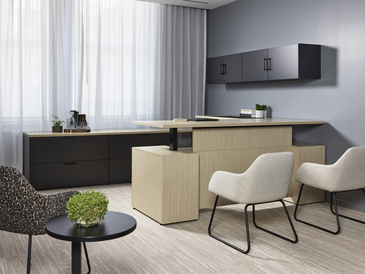 Preview of AIS NY Showroom, Calibrate Private Office, Height Adjustable Desk, Storage, Juggle Side Chair