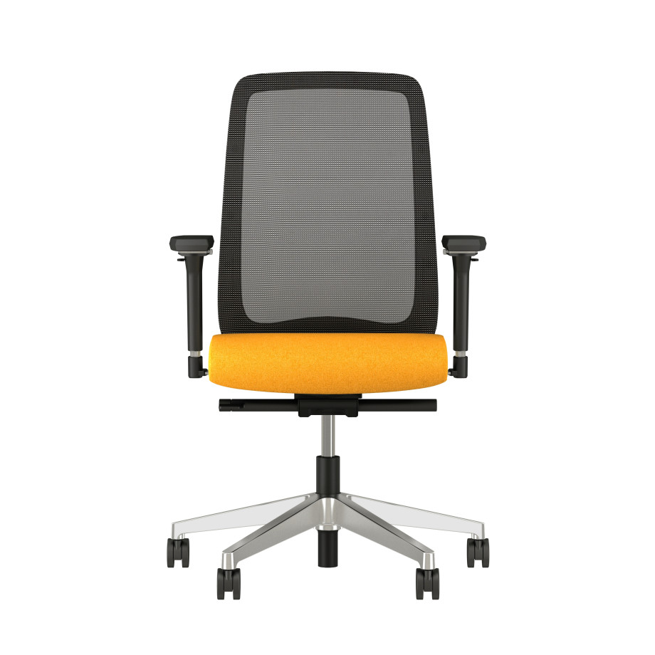 Preview of Bolton High Back Seating with Black Mesh, 4D ARms, and Mayer Fedora Topaz Fabric, front view
