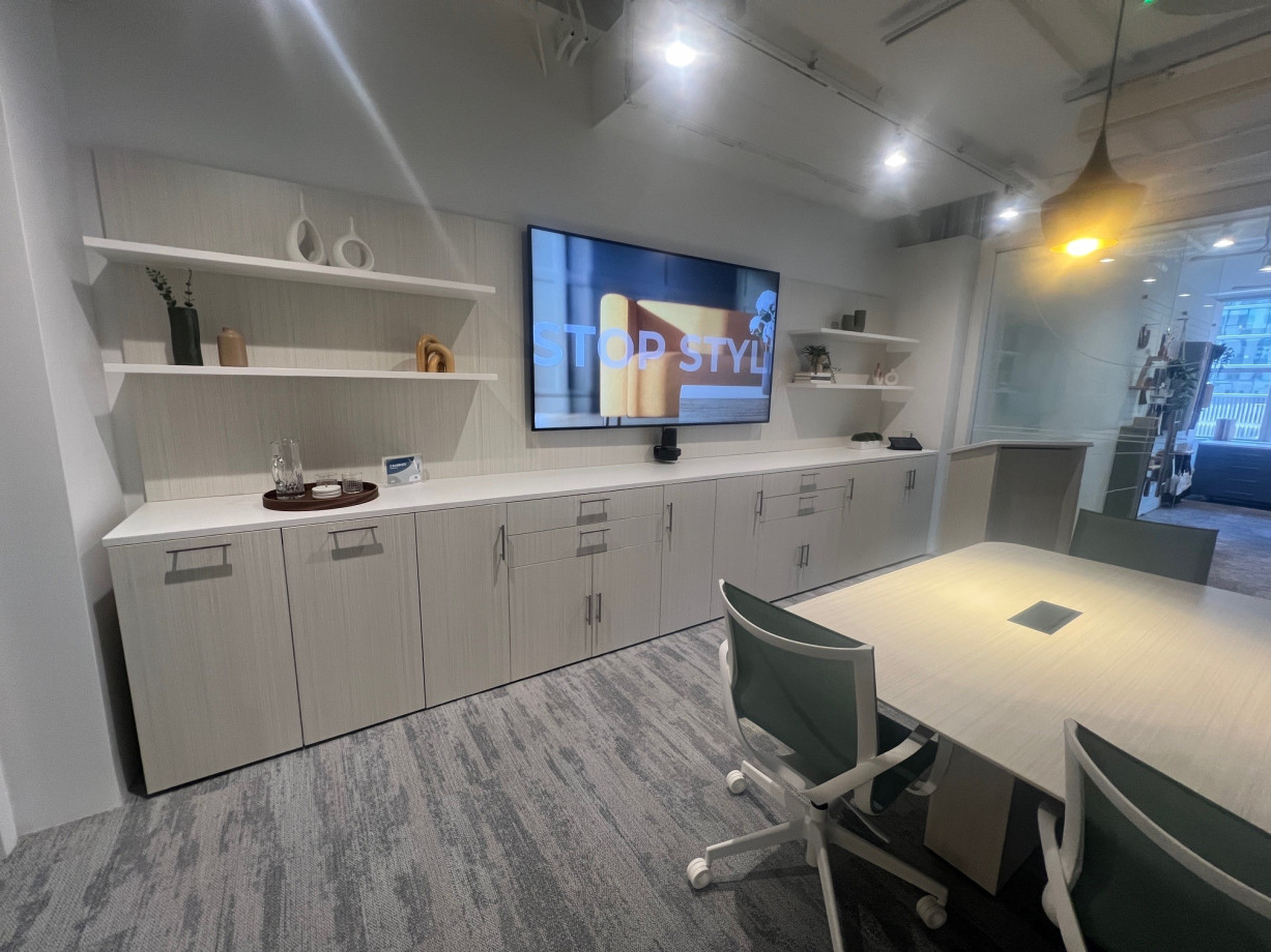 Preview of NeoCon 2024 Calibrate Buffet with L Shelves and Wall Panel