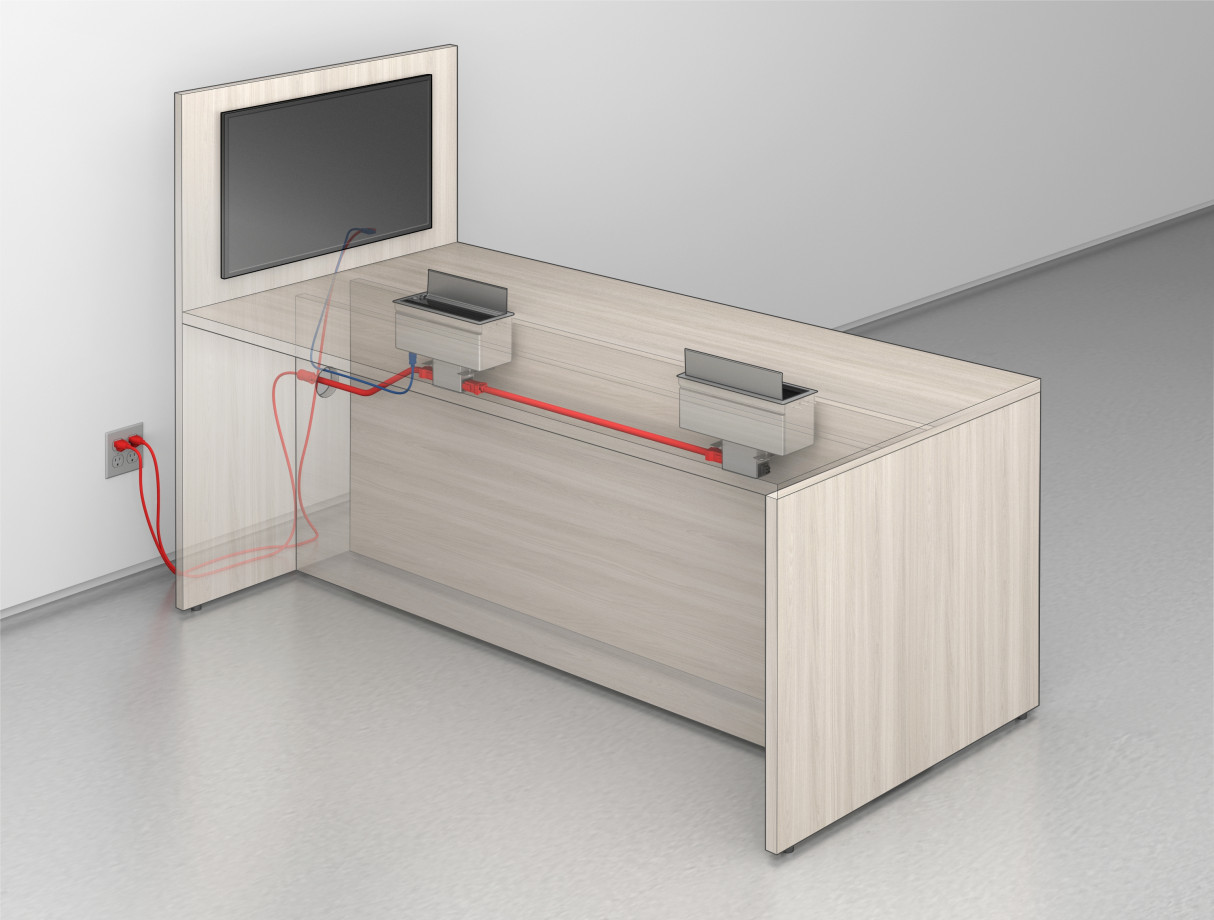 Preview of Calibrate Series Flush End Panel Conference Table, power and data detail