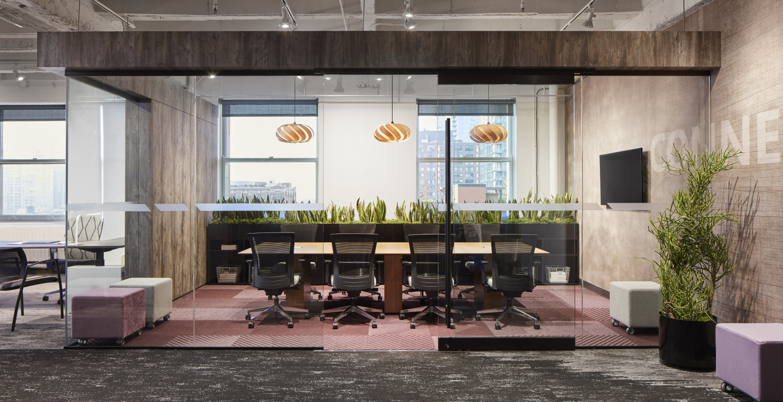 Preview of NeoCon 18 Chicago Showroom, Calibrate Conferencing with Upton Seating and Volker Cubes for Impromtu Seating