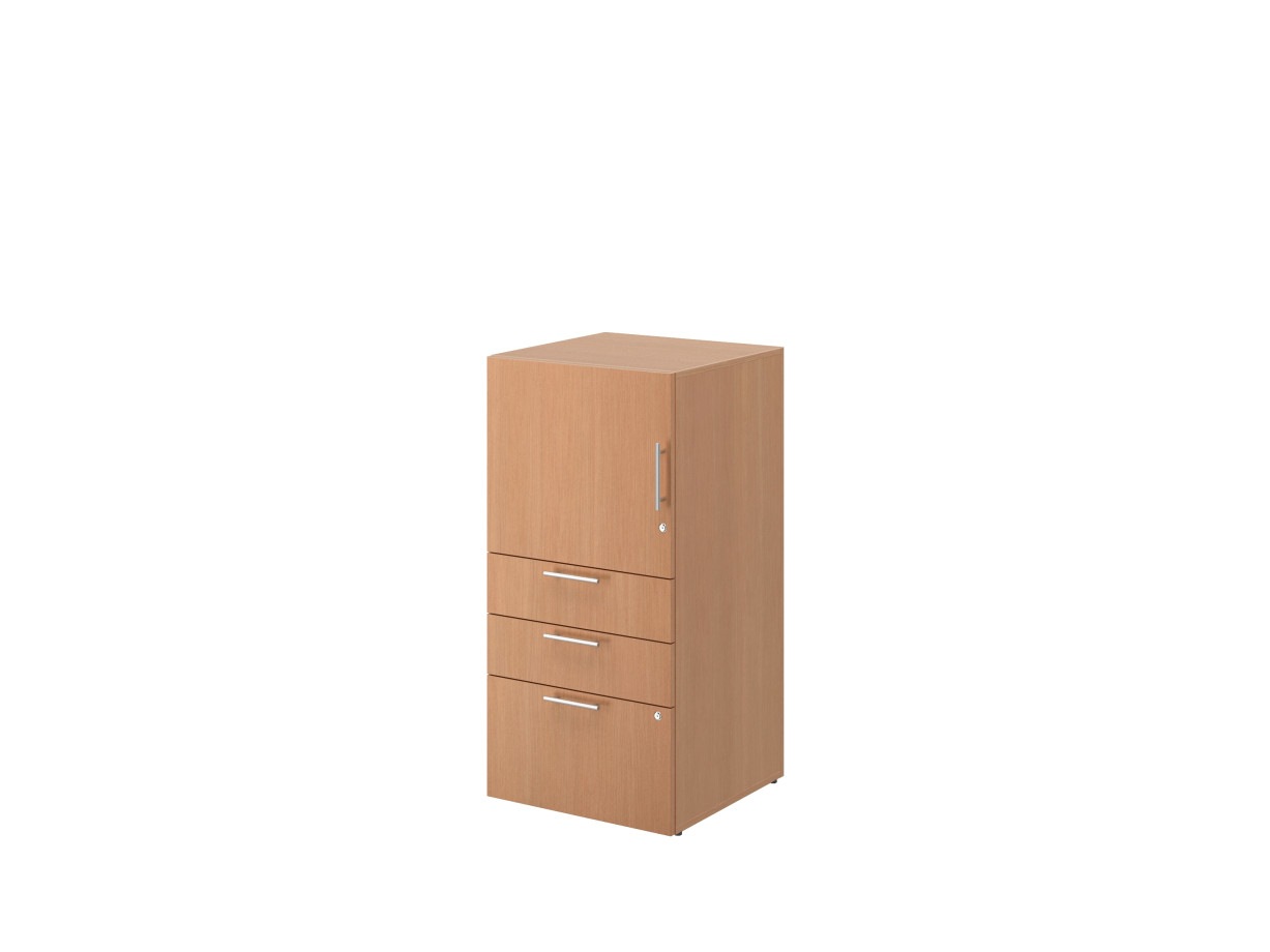 Preview of Calibrate B/B/F Storage Tower with door on glides, shown in Recon Oak