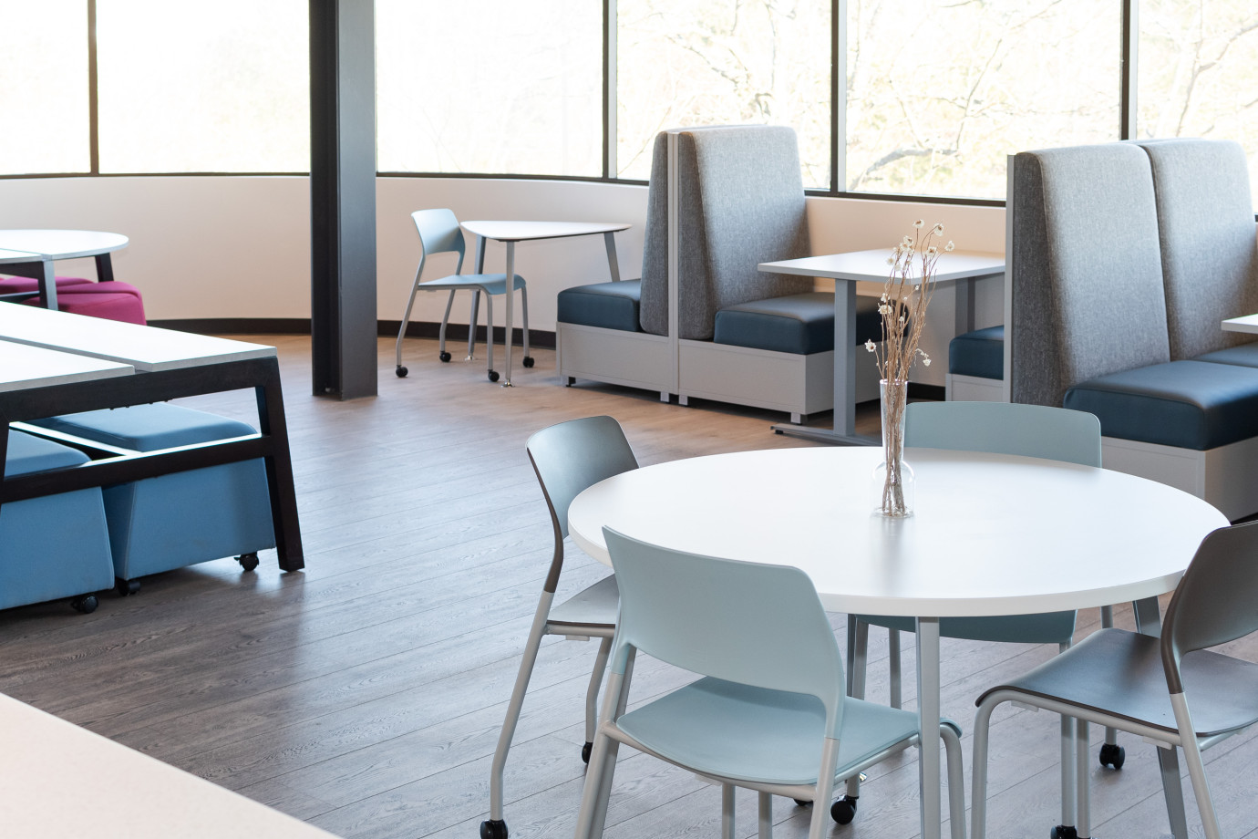 Preview of Cafe at AIS Headquarters with Day-to-Day Tables, Pierce Seating and LB Lounge