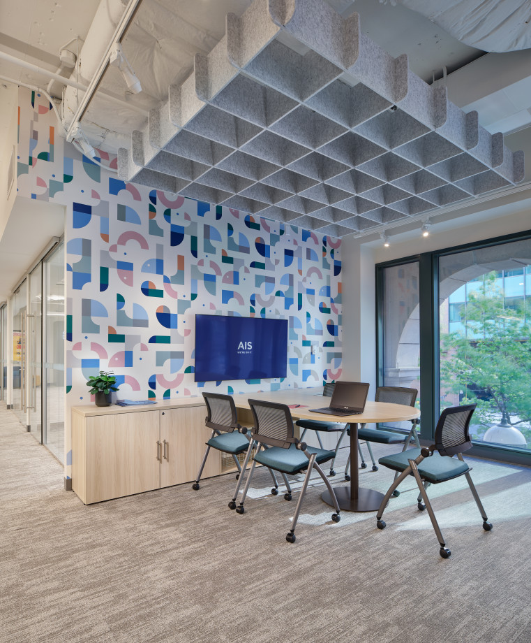Preview of Washington DC Day-to-Day Collaborative Table, storage mounted at seated height with Stow multi-purpose seating