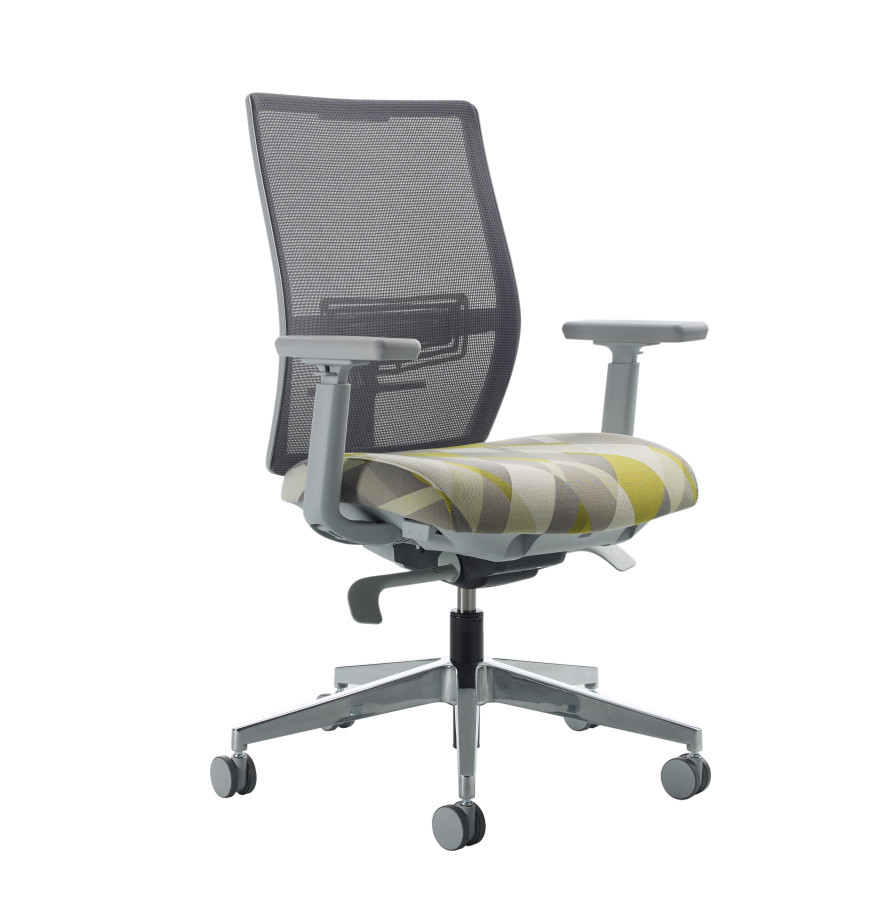 Preview of Devens Aluminum Base 3/4 Front View with Grey Mesh
