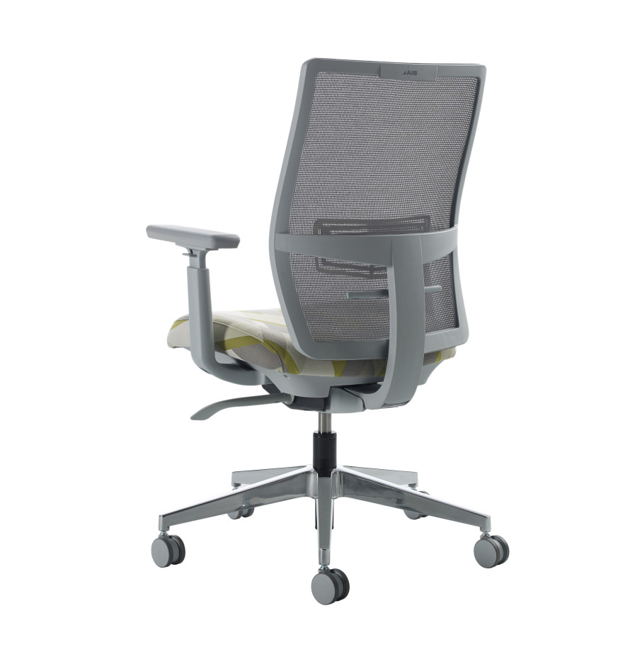 Preview of Devens with Aluminum Base and Grey Mesh 3/4 Back View