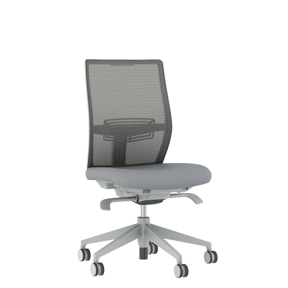 Preview of Devens Armless with Grey Base, Grey Mesh and Grey Seat, Front 3/4 View