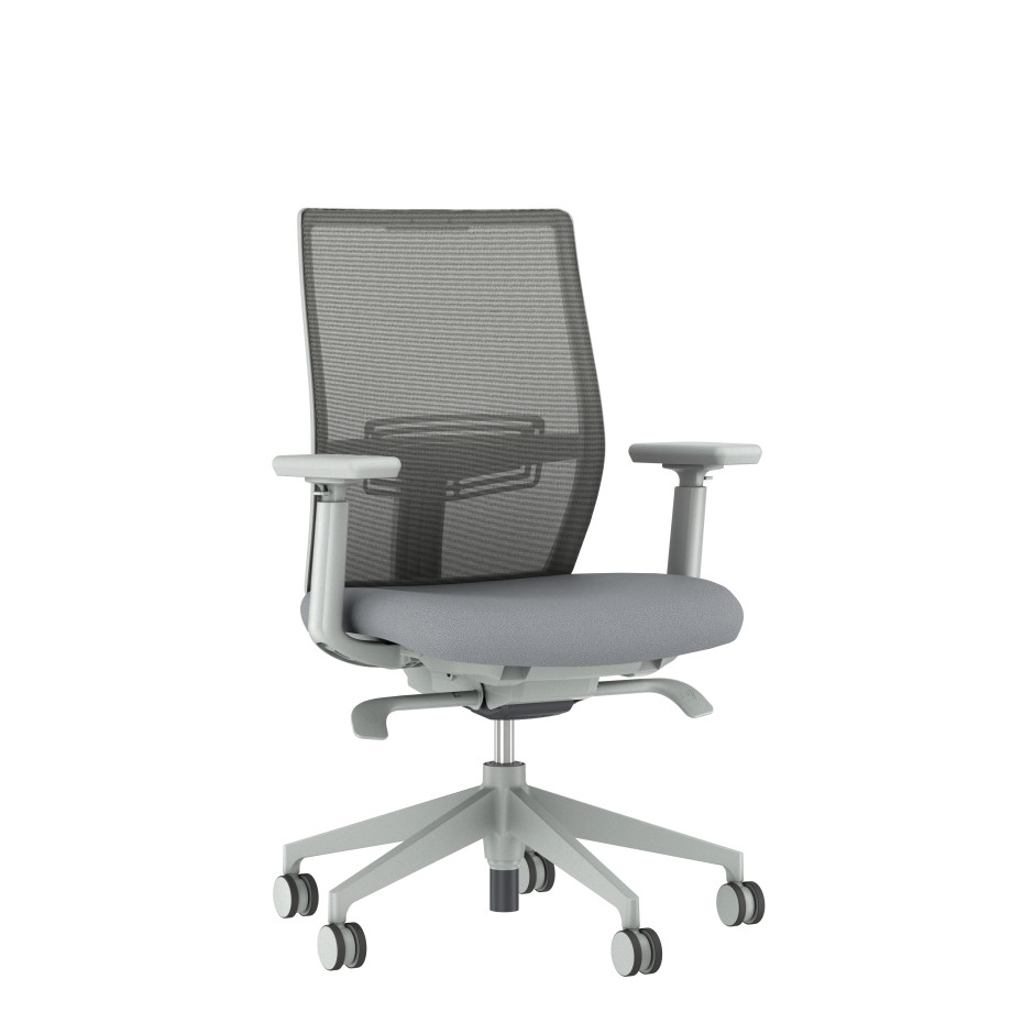 Preview of Devens Grey Base, Grey Mesh and Grey Seat, Front 3/4 View