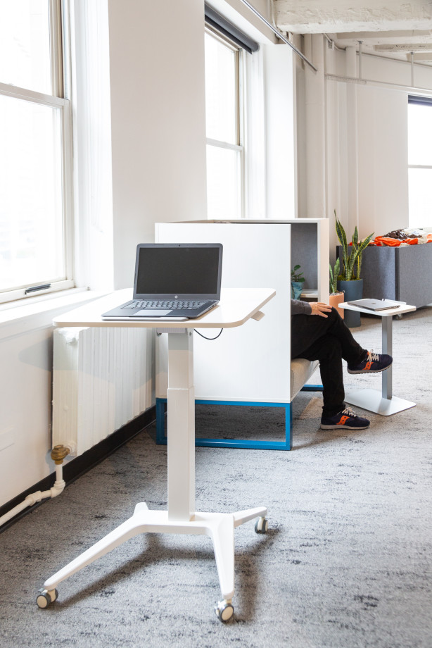 Preview of NeoCon 2023 Sit to Stand Mobile Desk with Chatham Cove