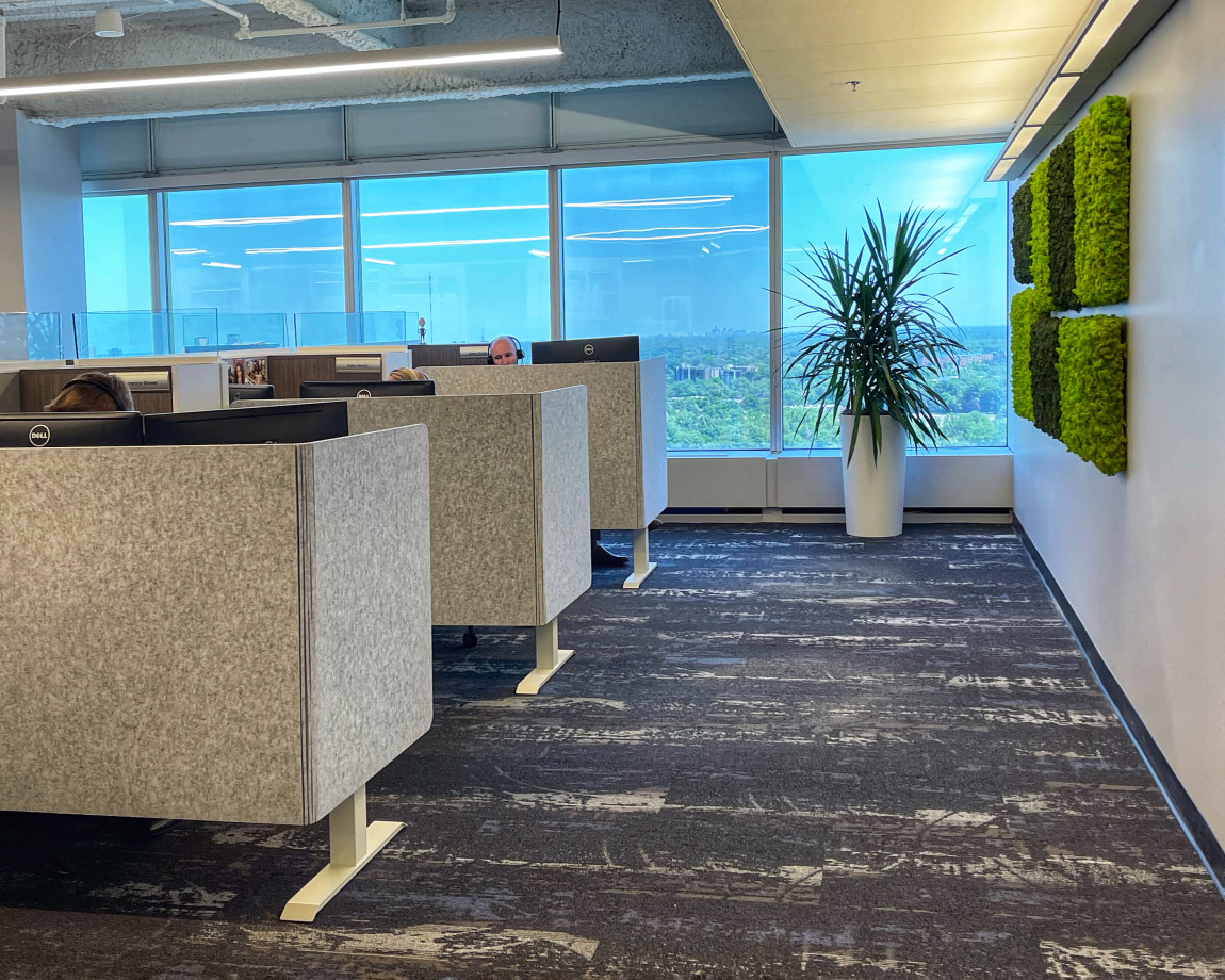 Preview of Client Space: L-Wrap PET Screens with Height Adjustable Tables