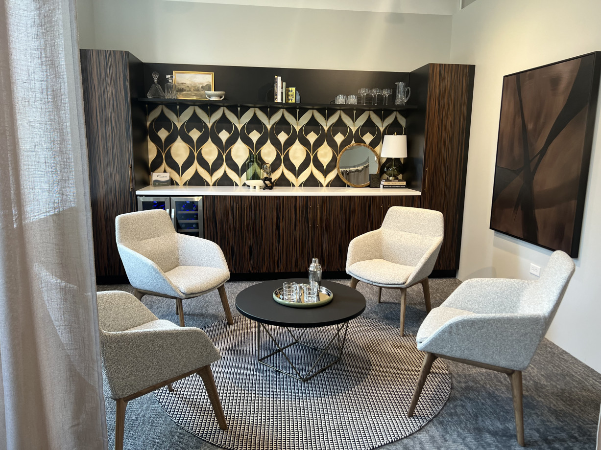 Preview of NeoCon 2025 Concept Corner: CaseWorks with veneer fronts, Ardyn Lounge Seating