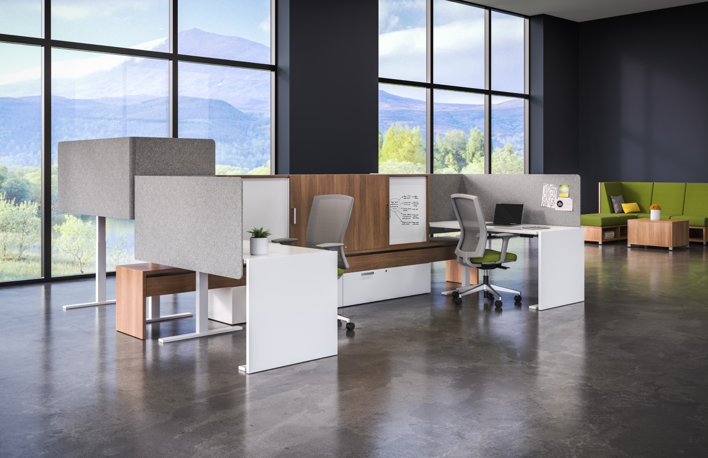 Preview of Calibrate Community Open Plan Application with L Wrap PET Privacy Screens