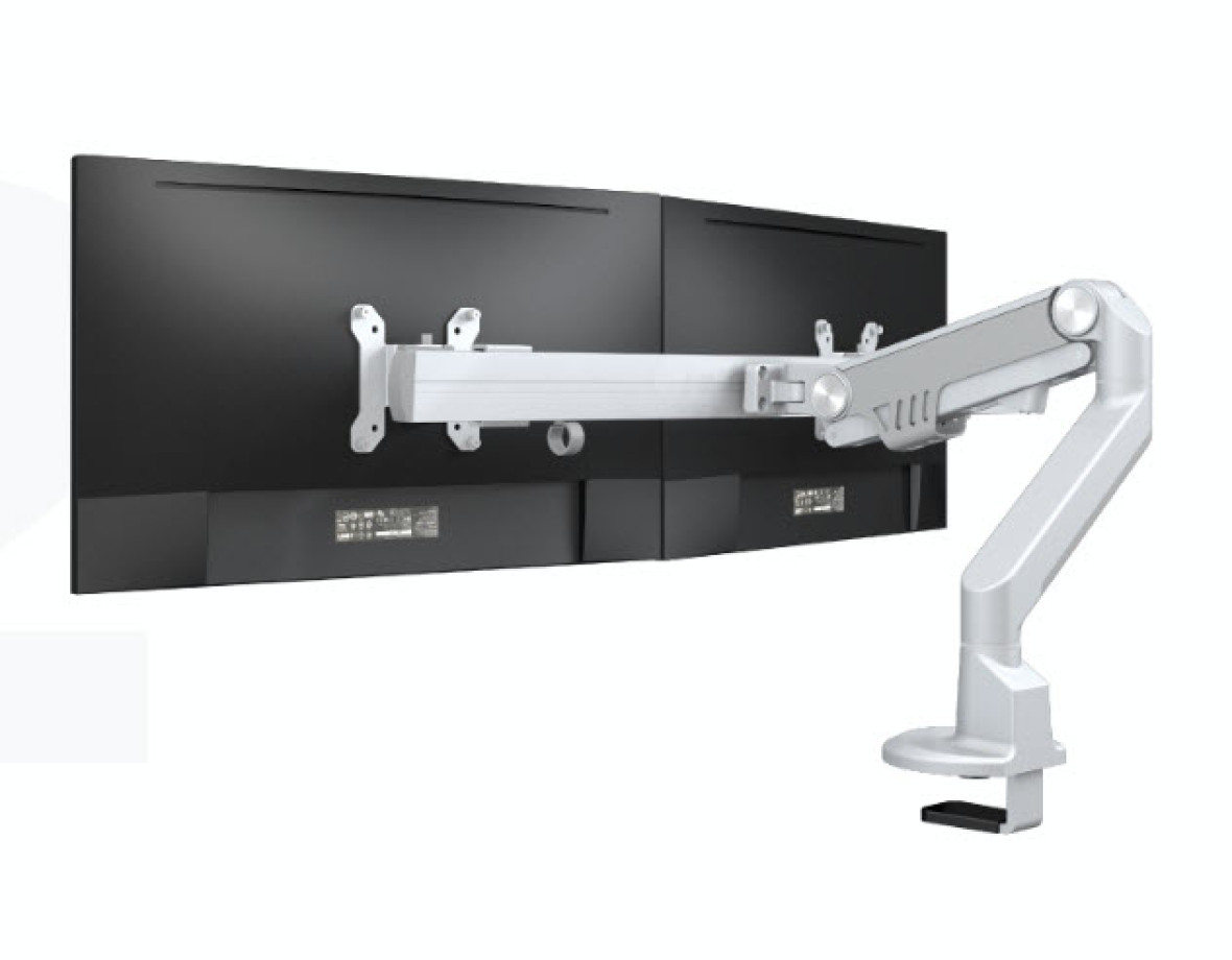 Preview of Dual Monitor Arm for Shallow Depth Worksurfaces, back view
