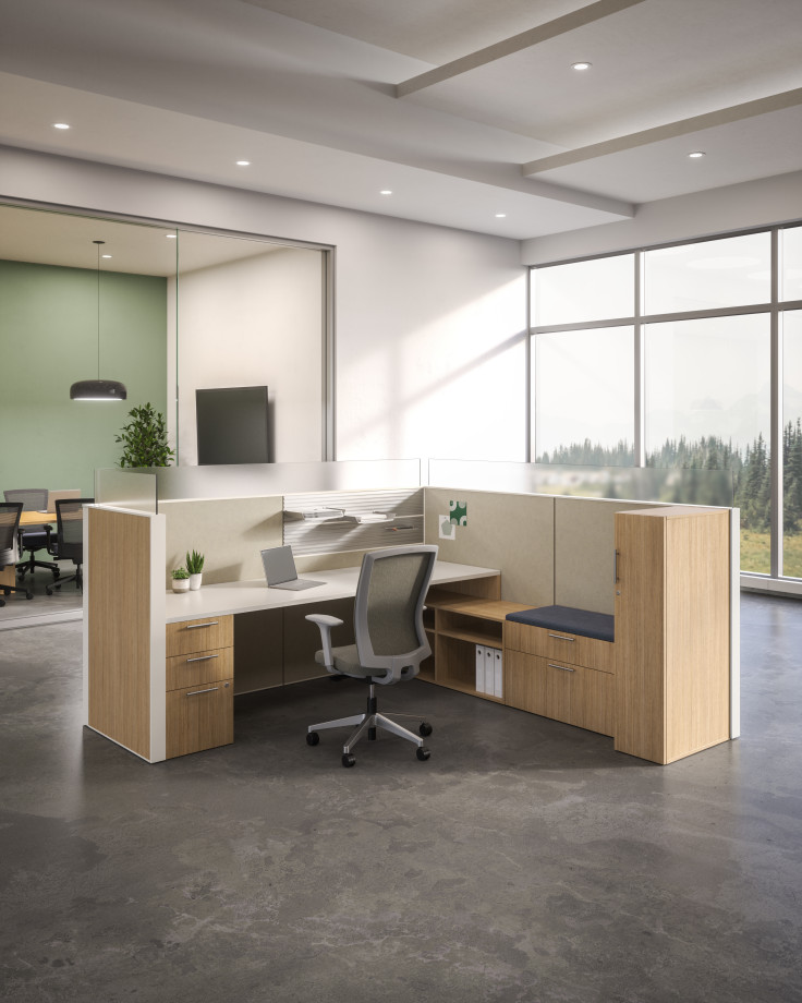 Preview of Matrix Single Station with Tackable Acoustical Tiles, Laminate Tiles and Calibrate Storage