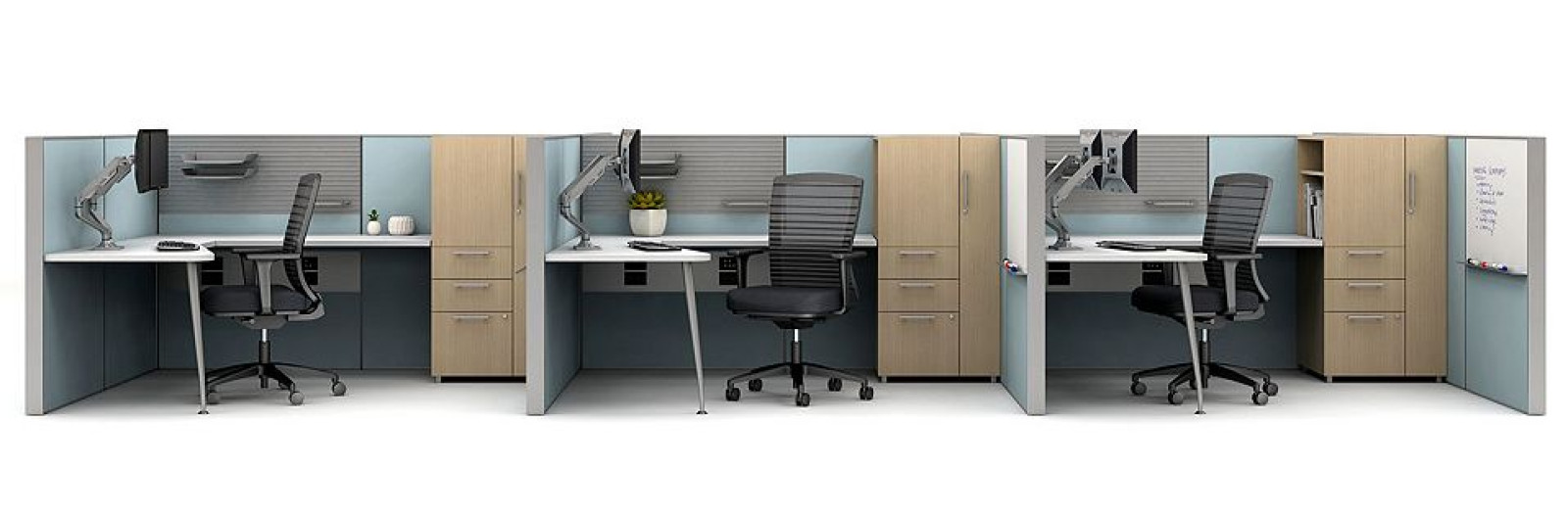 Preview of Matrix Open Plan workstations with Calibrate Storage and Natick Seating