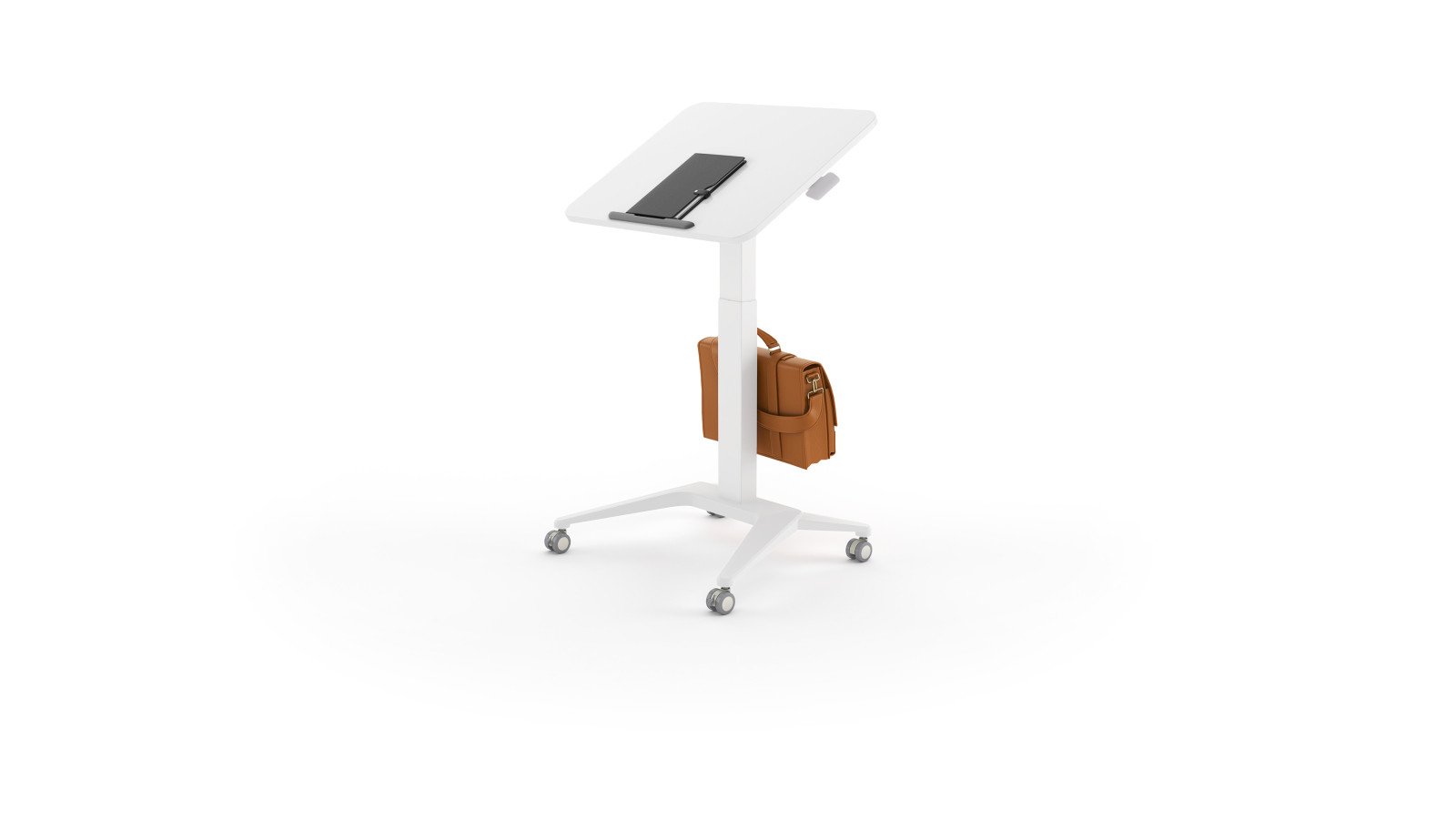 Preview of Sit-to-Stand Mobile Desk with bag hook and edge stopper