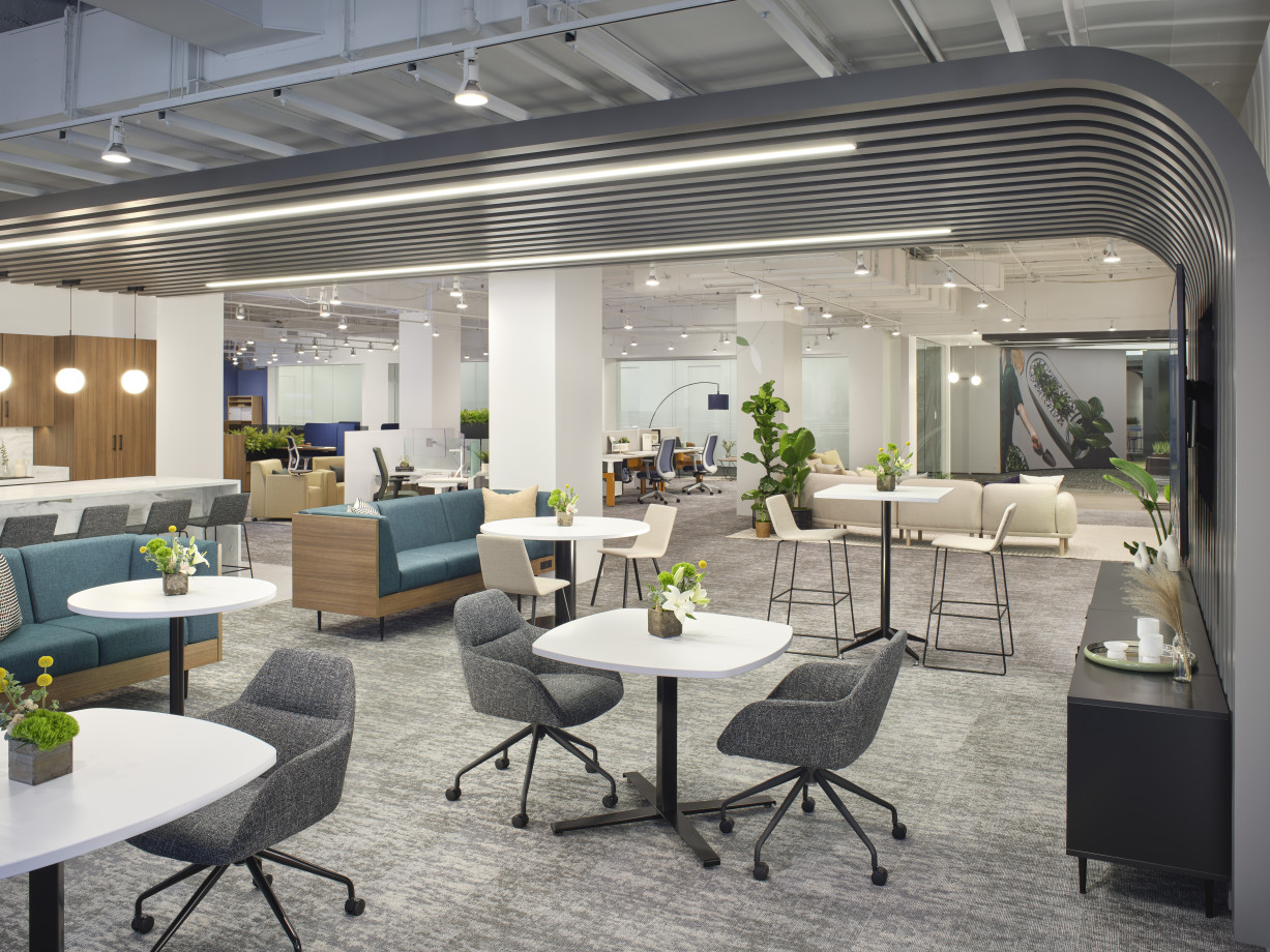 Preview of NeoCon 2024 Cafe with Day-to-Day Tables and Juggle Seating