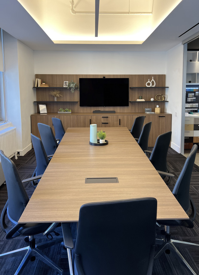 Preview of New York Showroom 2023 Formal Conference Room with Calibrate Conference Table and Auburn seating