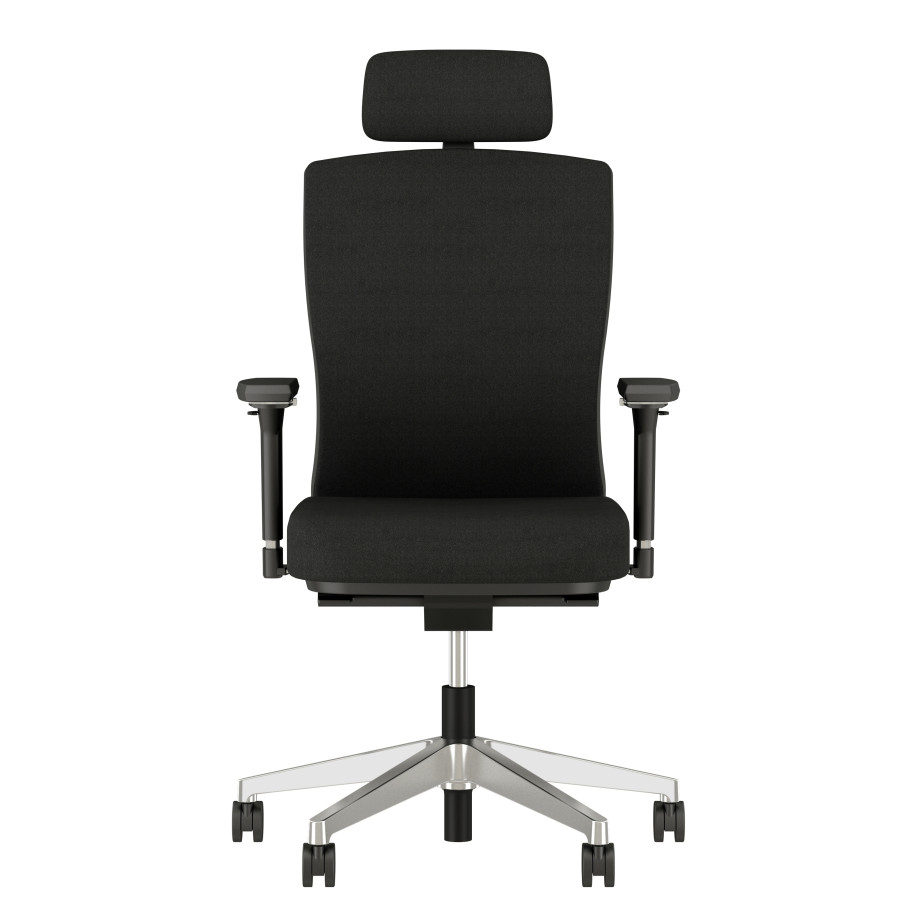 Preview of Natick Midback with Head Rest, 4D Arms, Fully Upholstered in alta Mirage Fabric, front view 