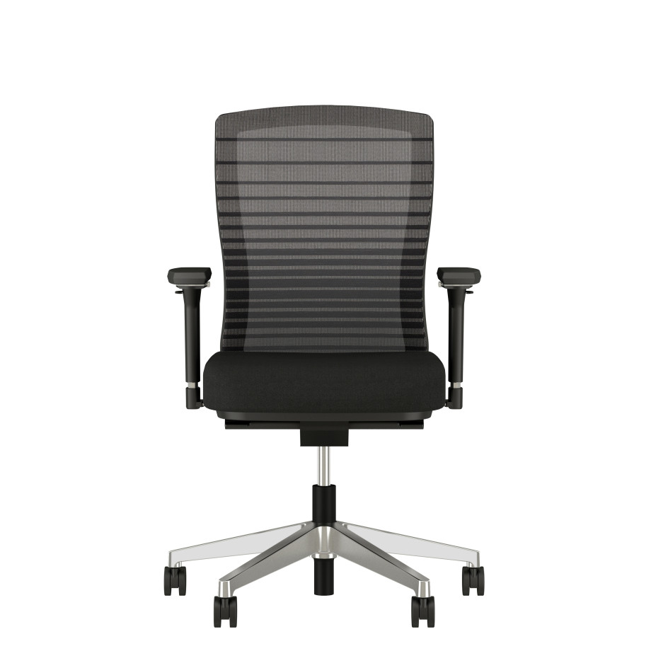 Preview of Natick with Black Graduated Stripe back, Alta Mirage fabric, 4D Arms, and polished base, front view