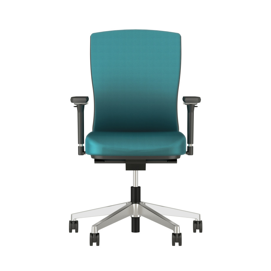 Preview of Natick with Aluminum Base, Fully Upholstered with Mirador Lake Blue Fabric; front view