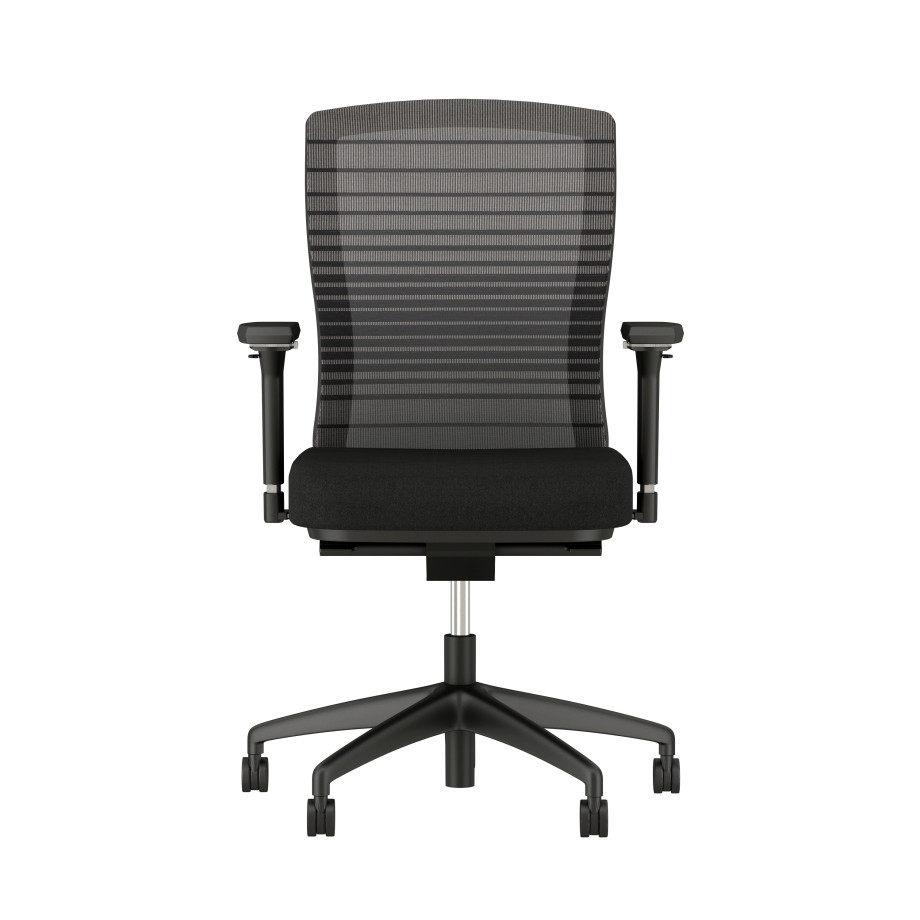 Preview of Natick with Black Base, Black Graduated Mesh with standard black fabric, front view
